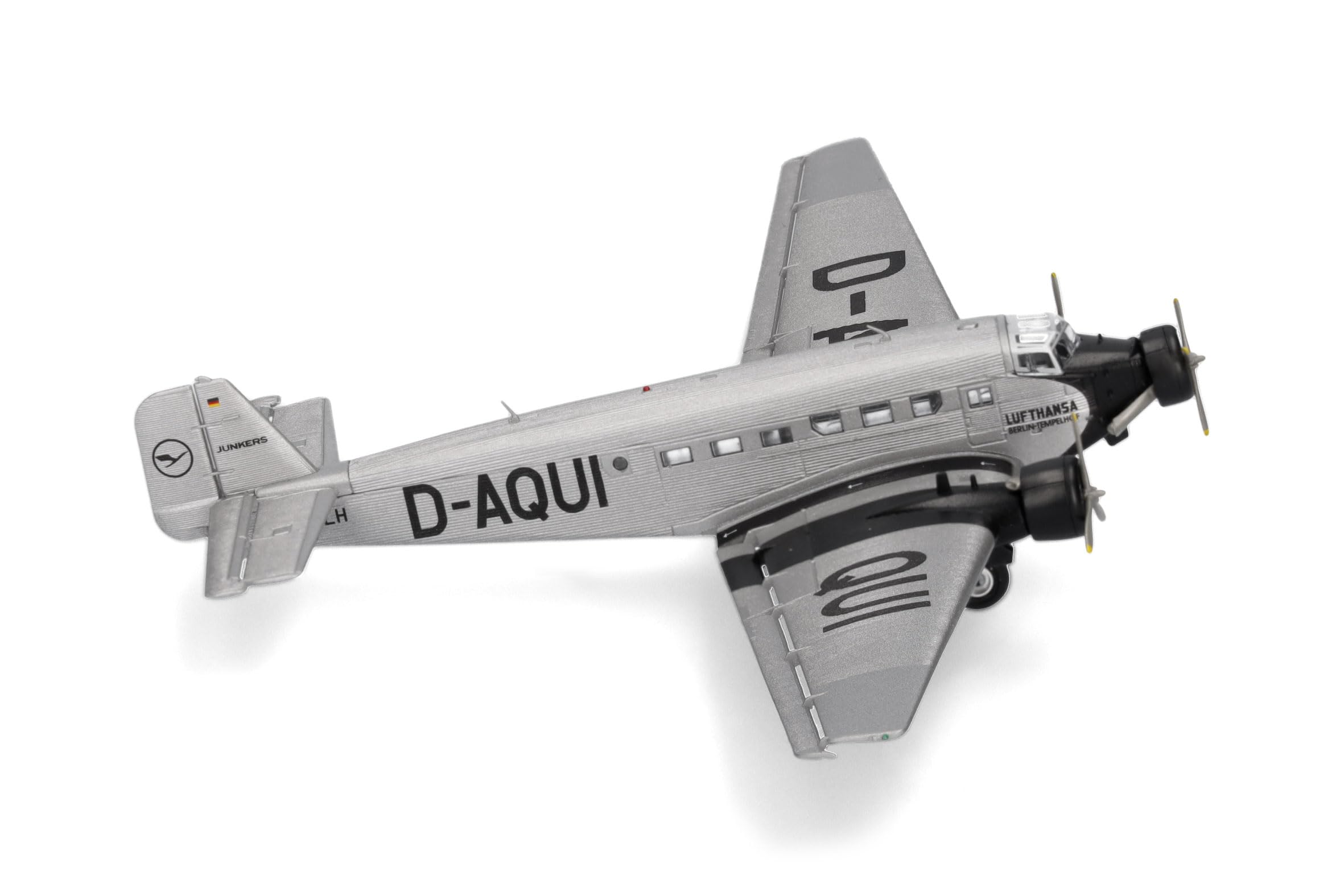 Herpa Modellflugzeug Lufthansa Junkers Ju-52, Miniatur im Maßstab 1:160, Sammlerstück, Modell ohne Standfuß, Kunststoff