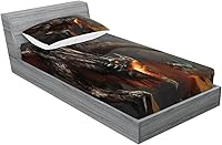 Vista 252 de Lunarable Grey Fitted Sheet & Pillow Sham Set, Pattern with Random Footprints Paw Traces Pet Legs Friendly Cats and Dogs, Decorative Printed 3 Piece