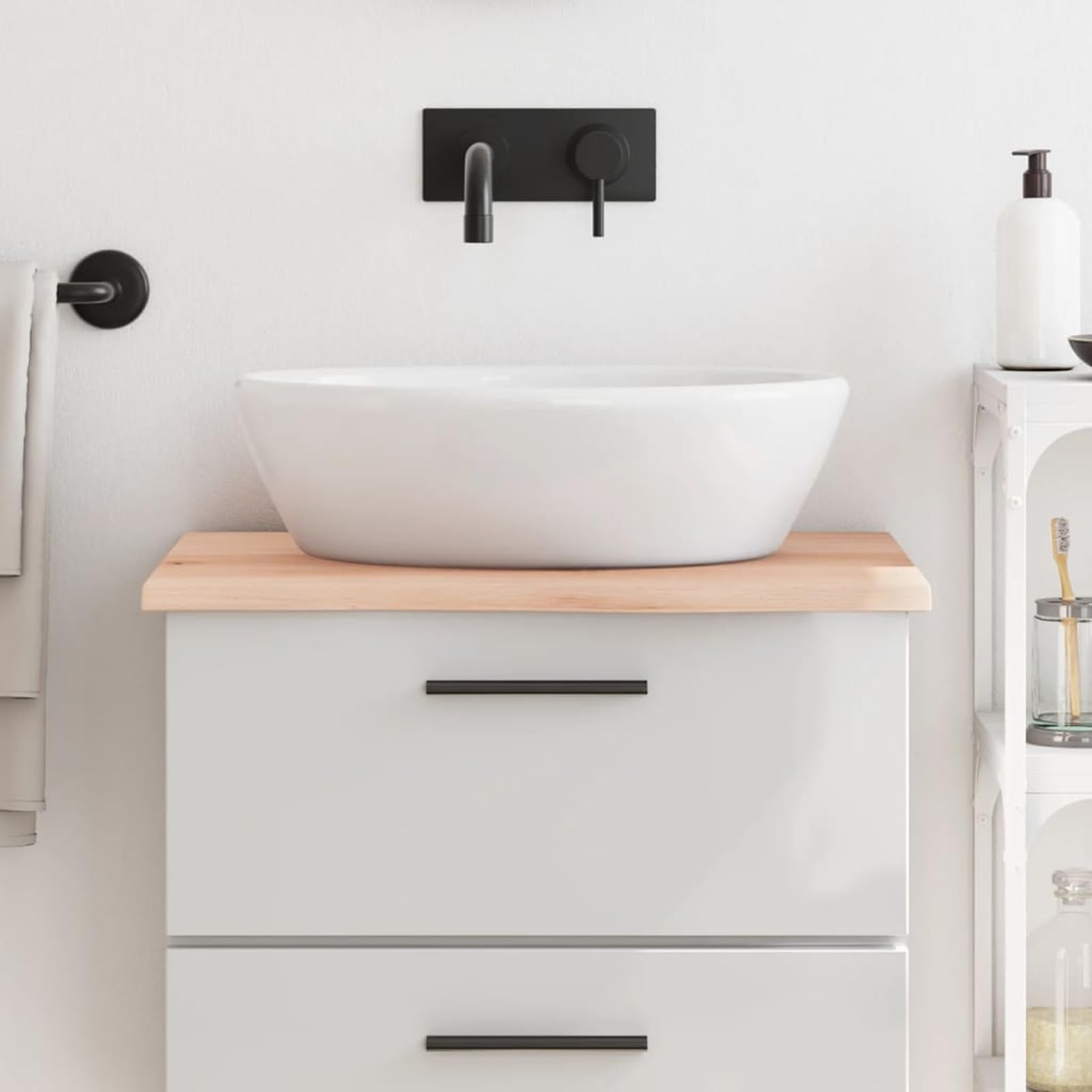BaraSh Encimera de baño Mueble baño Madera Maciza Tablero para Mesa encimera Madera Maciza Madera Maciza sin Tratar 60x40x6 cm