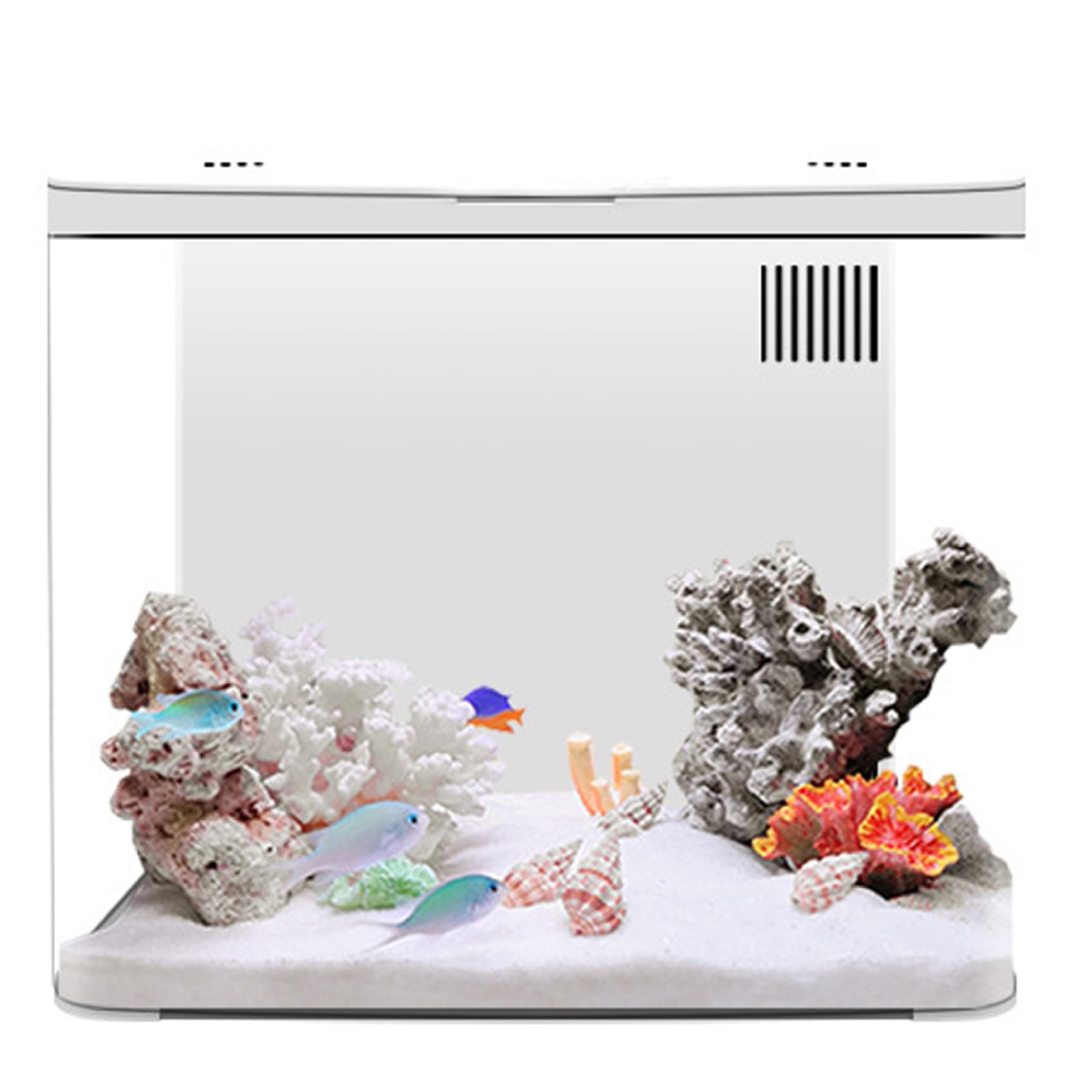 Fish Aquarium,Fish Tank 1.3 Gallon Small Aquarium Starter Kit with 3 Layer Filter ＆ LED Light, Desktop Fish Tank with Self Cleaning System Home Decor for Betta Fish, Shrimp, Goldfish,white