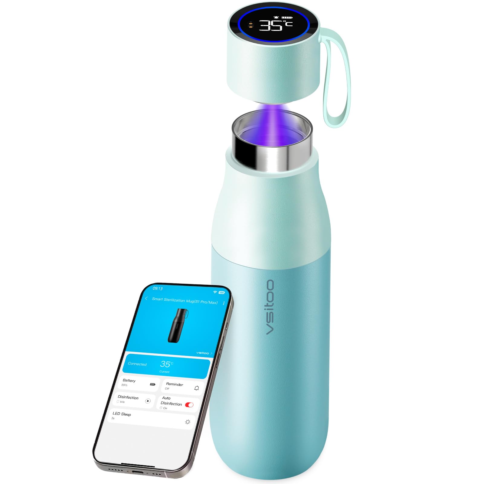 Vsitoo 15oz Smart Self Cleaning Water Bottle Insulated Water  display picture 1
