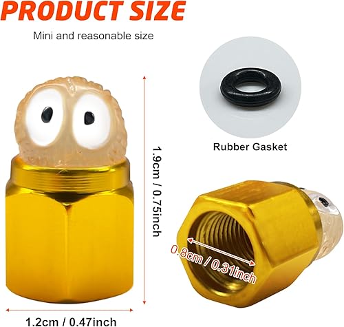 Miniatura 6 de Tapón de vástago de válvula de neumático, 4 tapas de válvula de neumático de bola de carbón negro que brillan en la oscuridad, nueva actualización