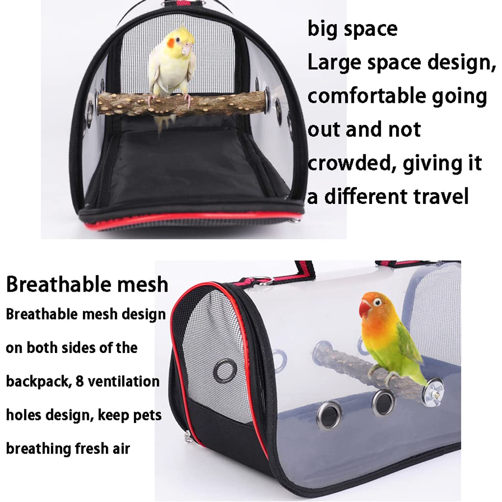 Gabbia Trasporto Per Pappagalli - Leggera E Traspirante In PVC Con Bastone Di Legno | Portatile Per Viaggi - Foto 2