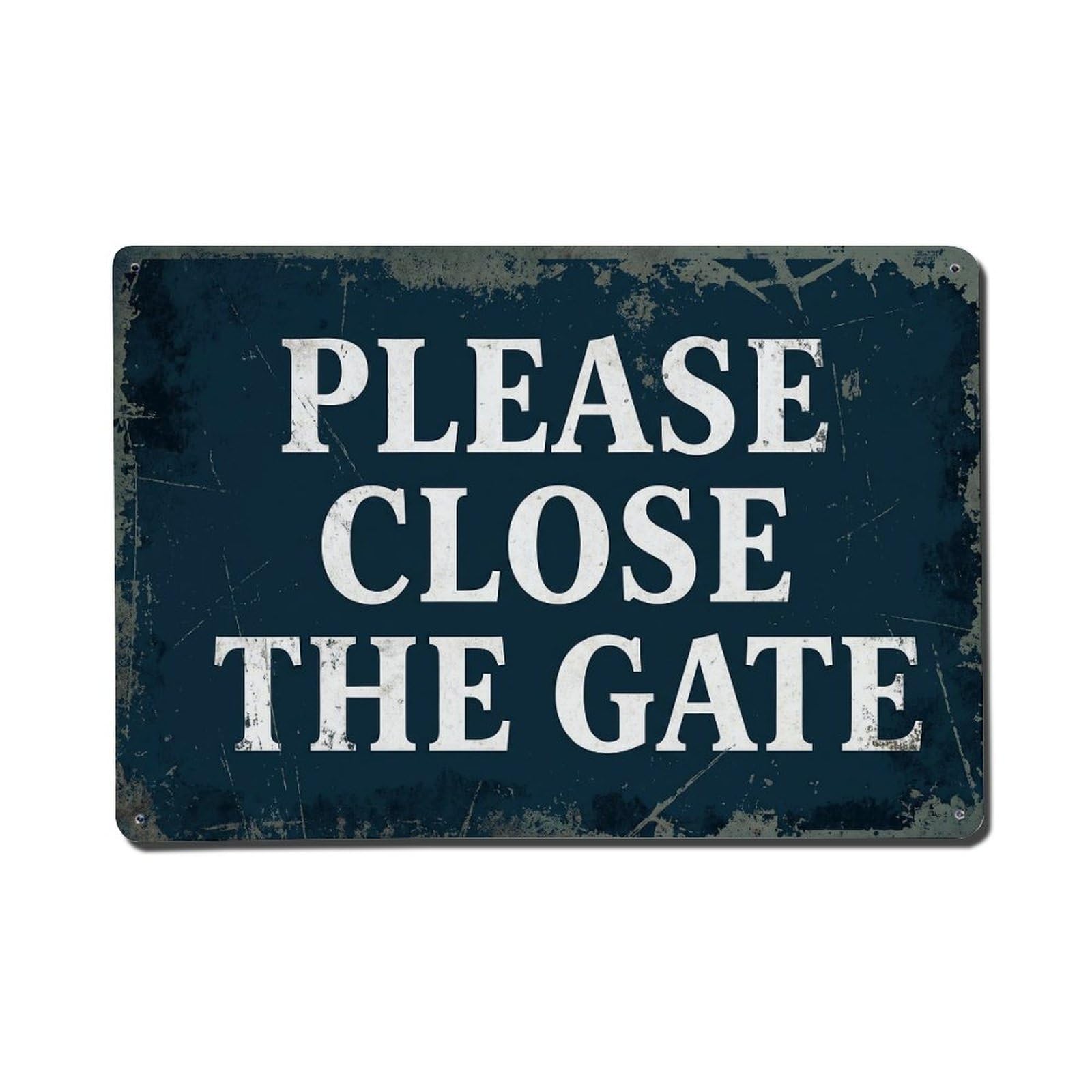 Vintage Please Close Gate Metal Tin Sign