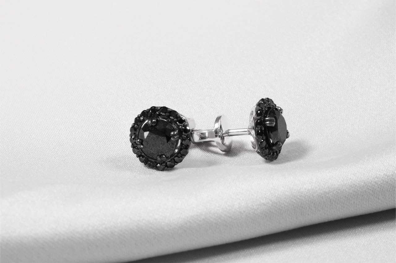 Stud Earrings with Black Diamonds, luxury stud earrings, black diamond fashion earrings, gift for girl