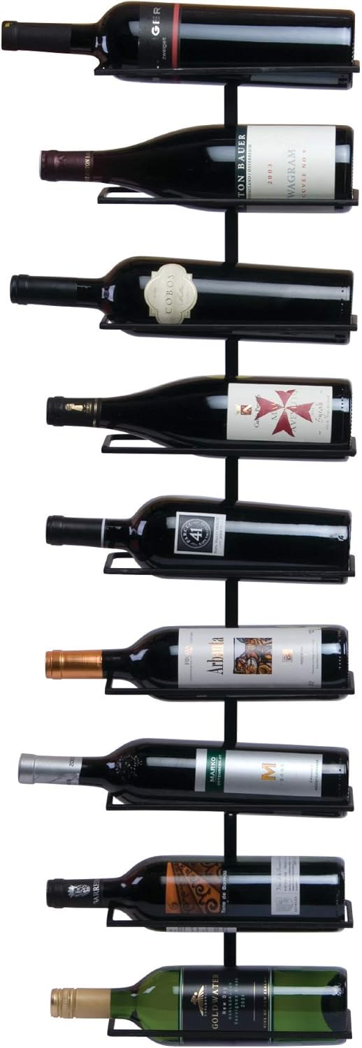 WallMounted Wine Rack, 9Bottle Capacity, Black Home & Kitchen