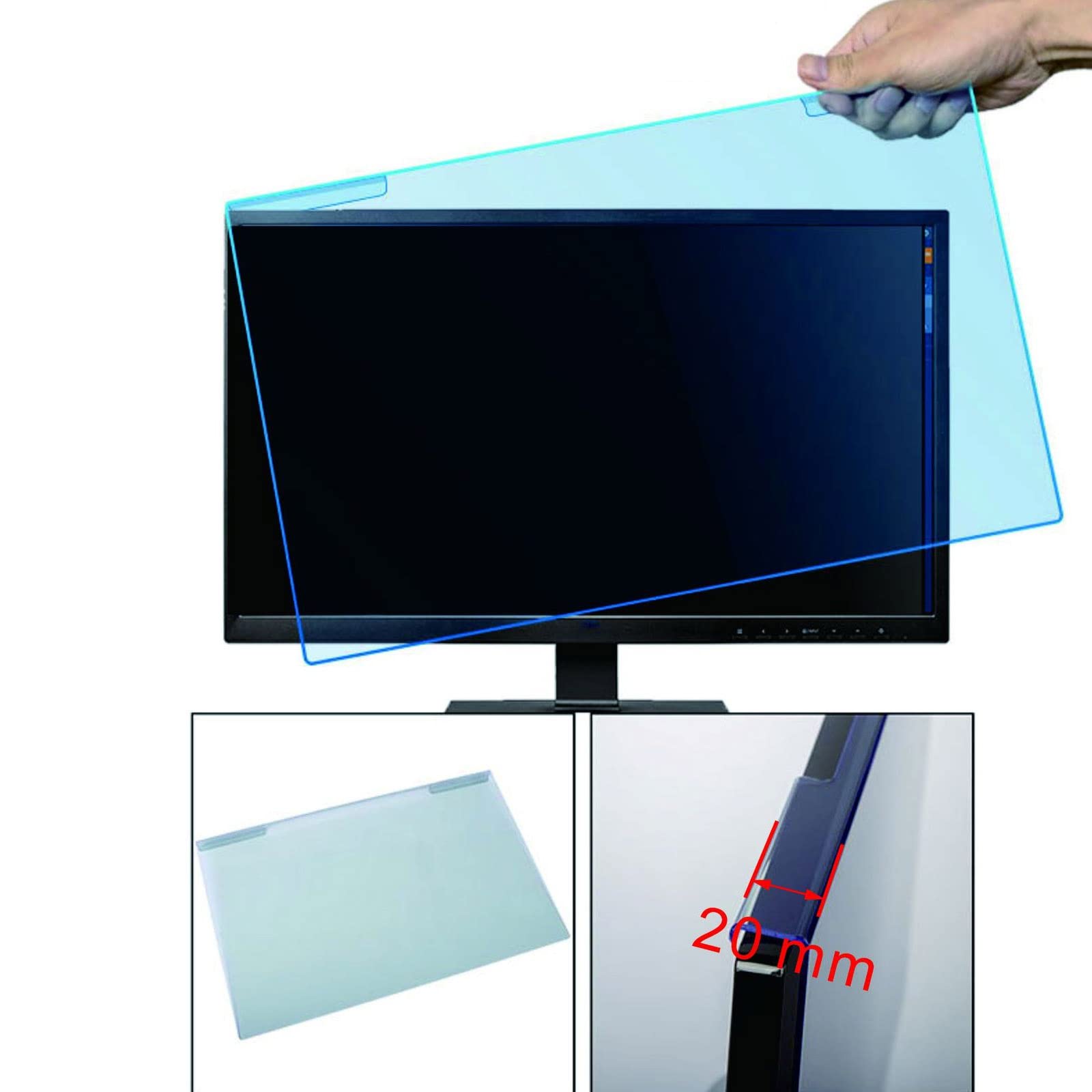 12-27 Zoll Anti Blaulichtfilter für PC Bildschirme,Anti Blendschutz Displayschutzfolie,Anti-Blaulichtfilter und -Schutz für Computermonitore,Augenschutz Folie,Blue Light Screen Protector,Removable