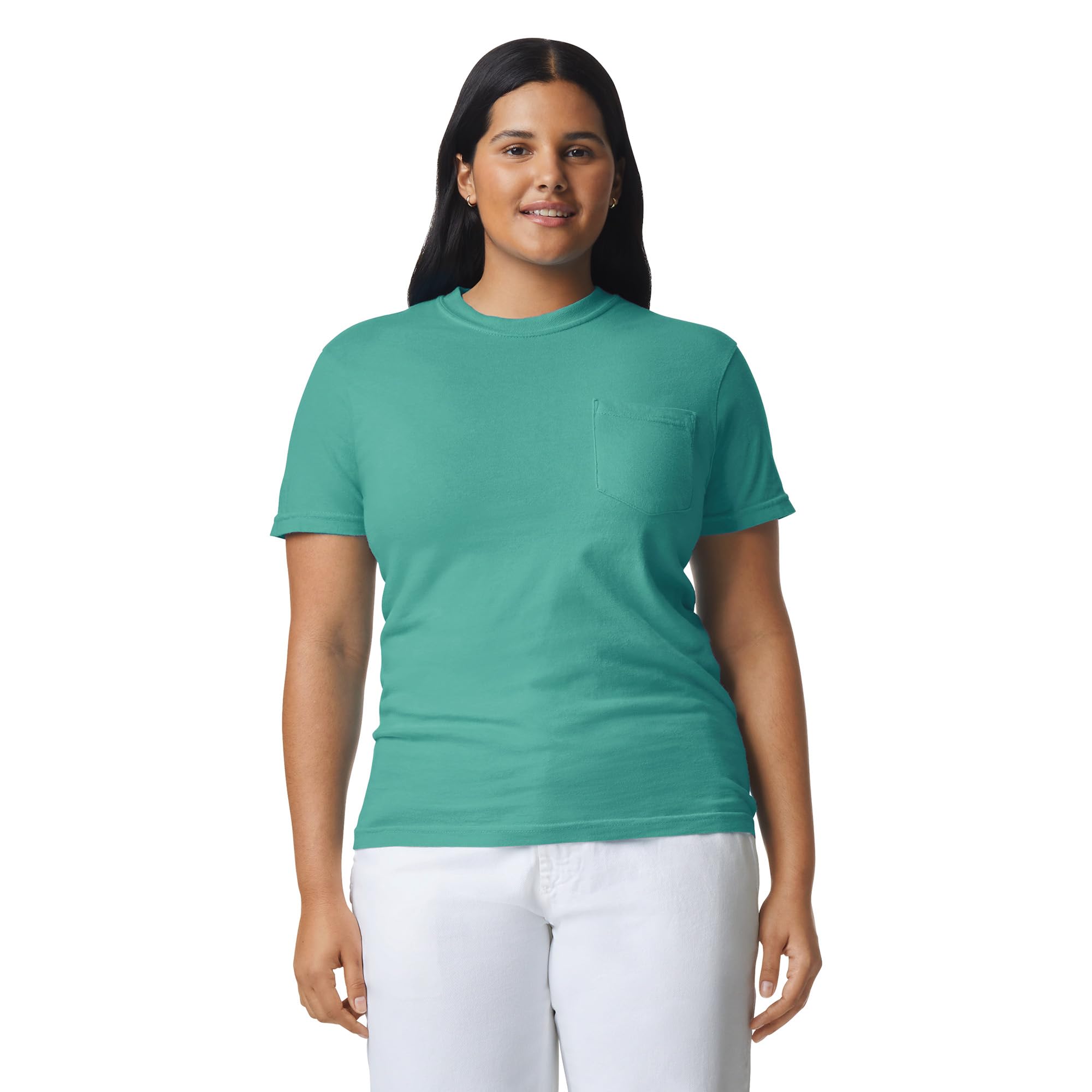 Comfort Colors Adult Short Sleeve Pocket Tee, Style G6030, Sea Foam, Medium
