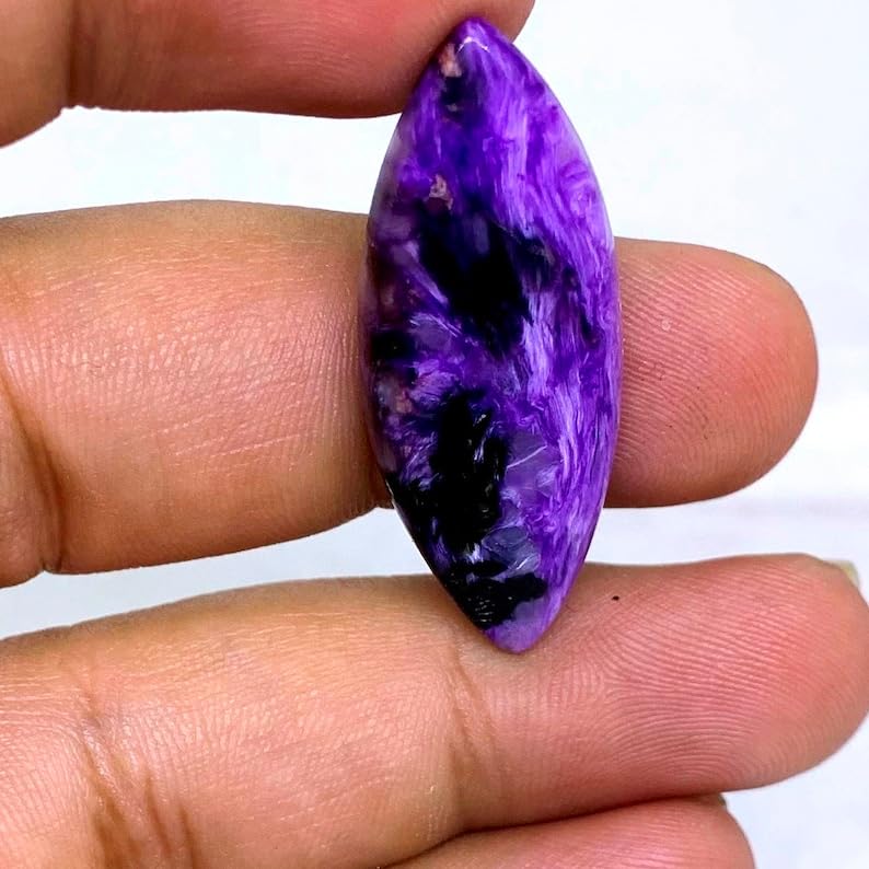 Pierre charoite naturelle navette pour fabriquer son collier artisanal bohème