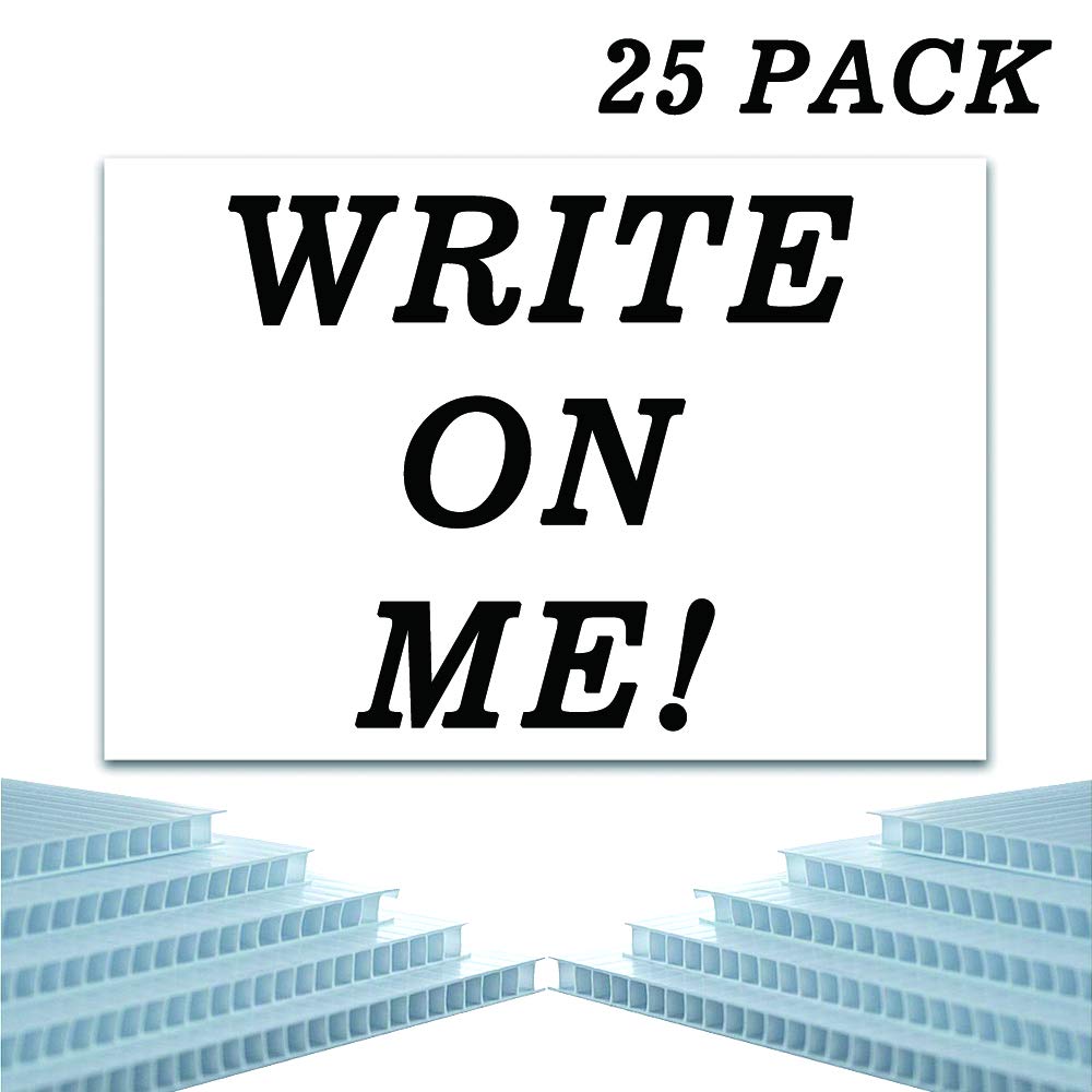 Vencer Pack of 25 Blank Yard Signs 18x24,High Grade Corrugated Plastic 5MM for Garage Sale Signs, Graduations, Open House, Estate Sale or Political Lawn Yard Sign