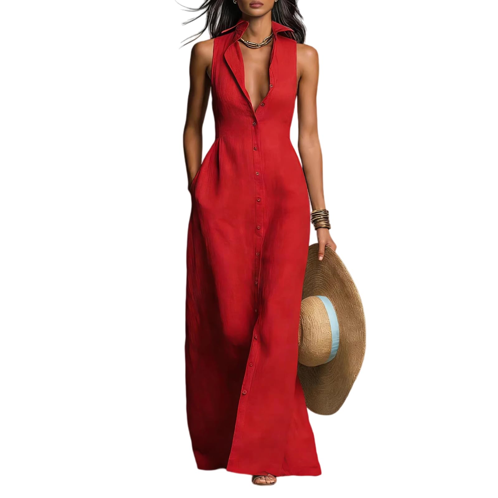 Blusas sin Mangas y Vestidos de Cierre con Broche para los días de Verano, Colección S de Mujer