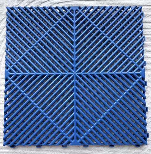 Dalle sol clipsable bleu pour rénovation buanderie et atelier 40x40cm