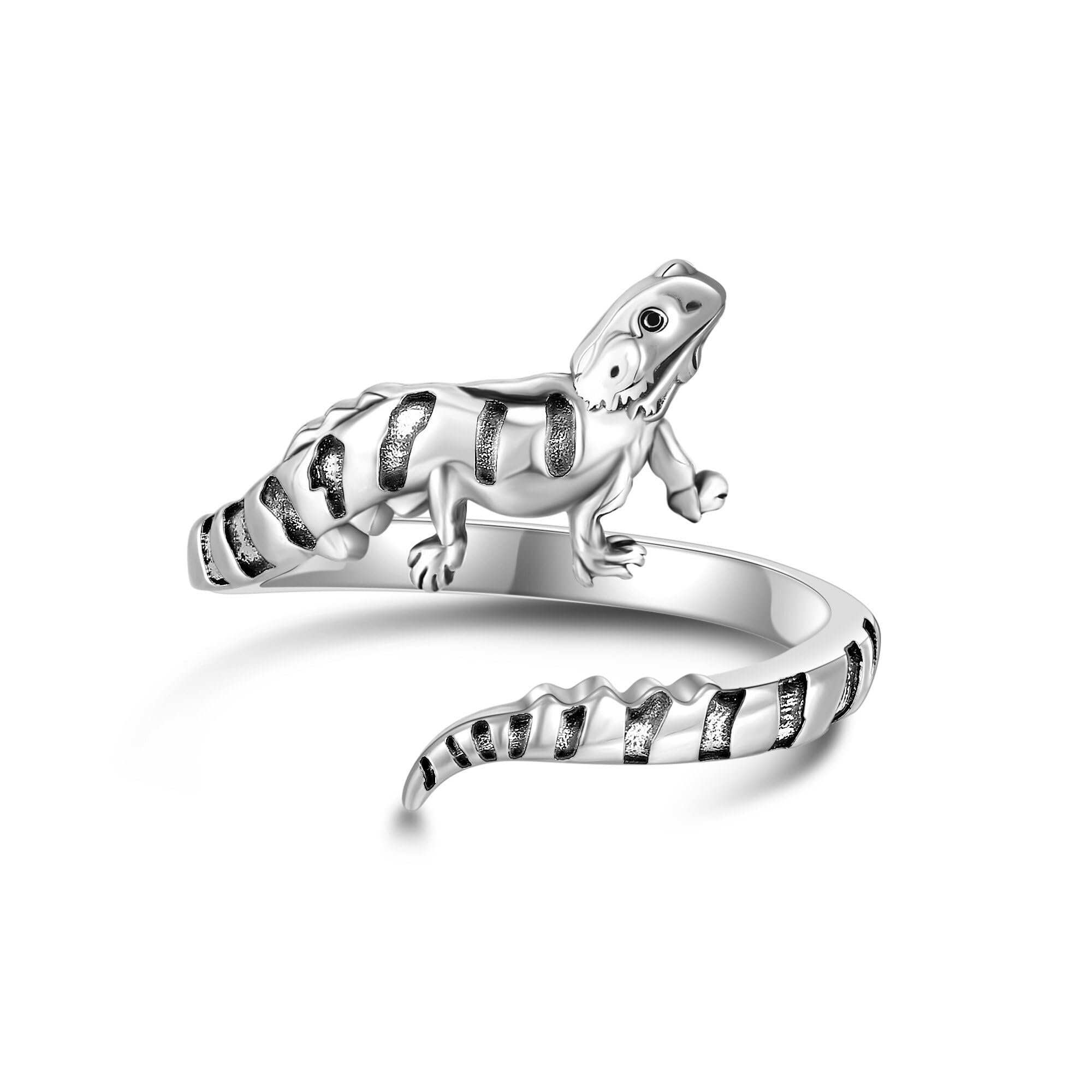 Bague dragon de barbe en argent sterling 925 réglable - Cadeau pour femme, Argent sterling
