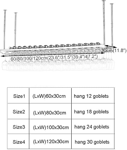 Miniatura 3 de SENNIAN Estante de vino de hierro montado en la pared dorado, altura ajustable, Soporte para botella de vino colgante en el techo, Estante de copa