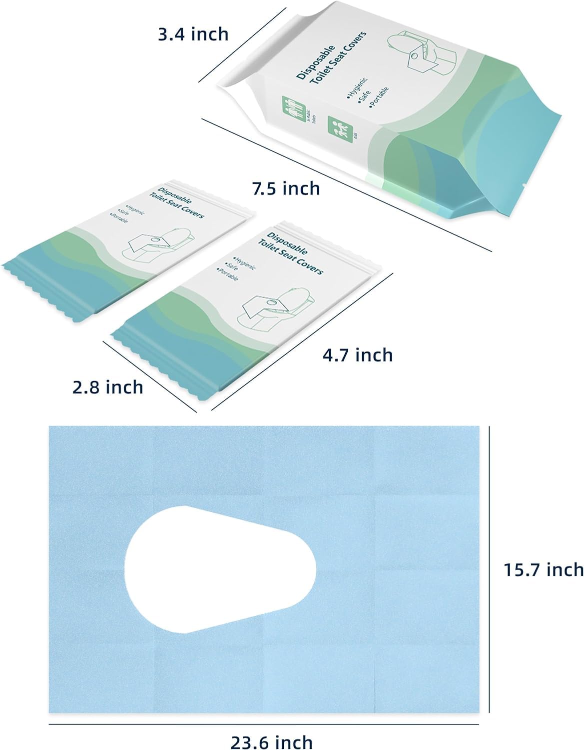 Copriwater Monouso Yoassi 25pcs - Extra Large 62x65cm, Antibatterico, Impermeabile, Ideale Per Viaggi E Bagni Pubblici - Foto 8