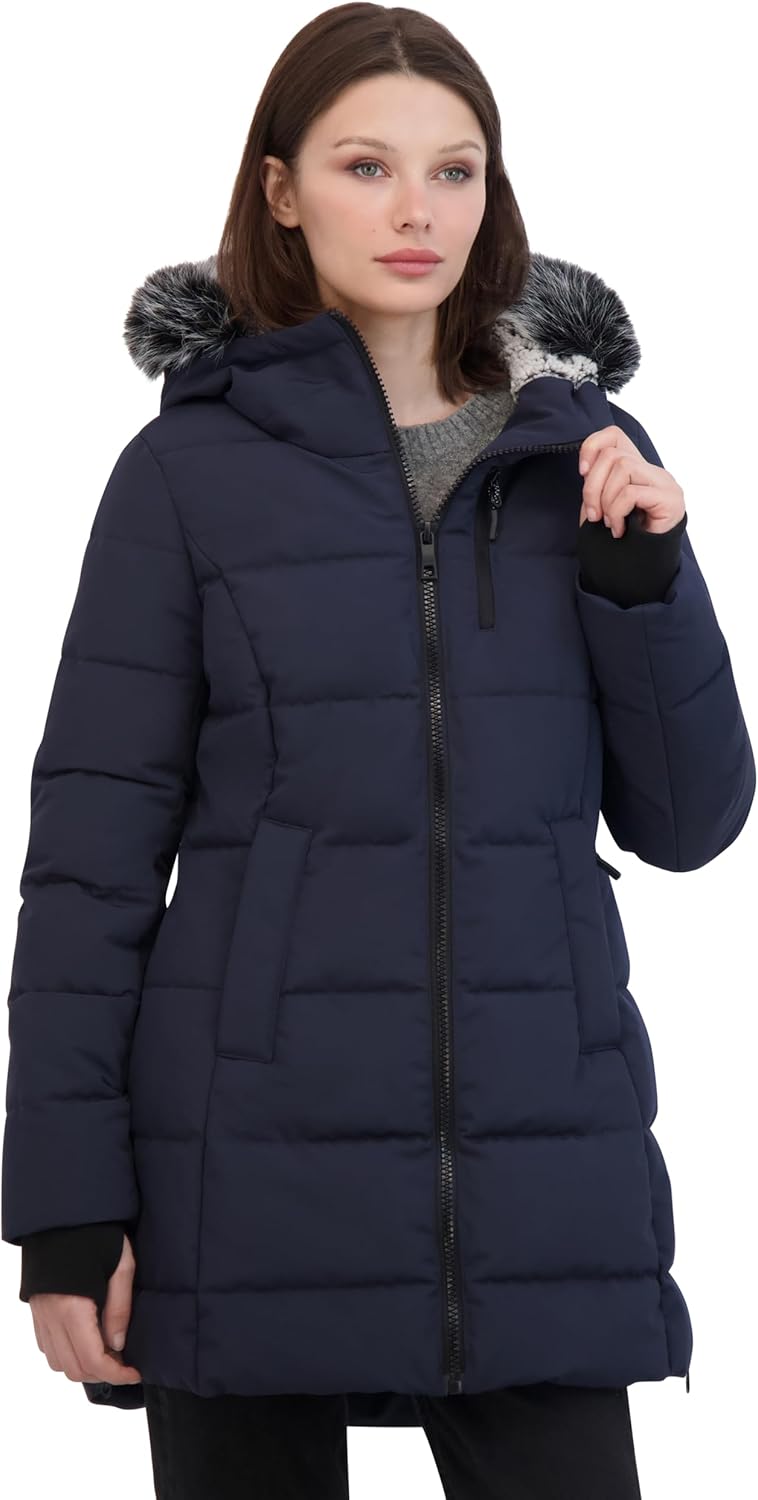 Nautica Women's Heavyweight Puffer Jacket With Faux Fur Lined Hood - Image 7