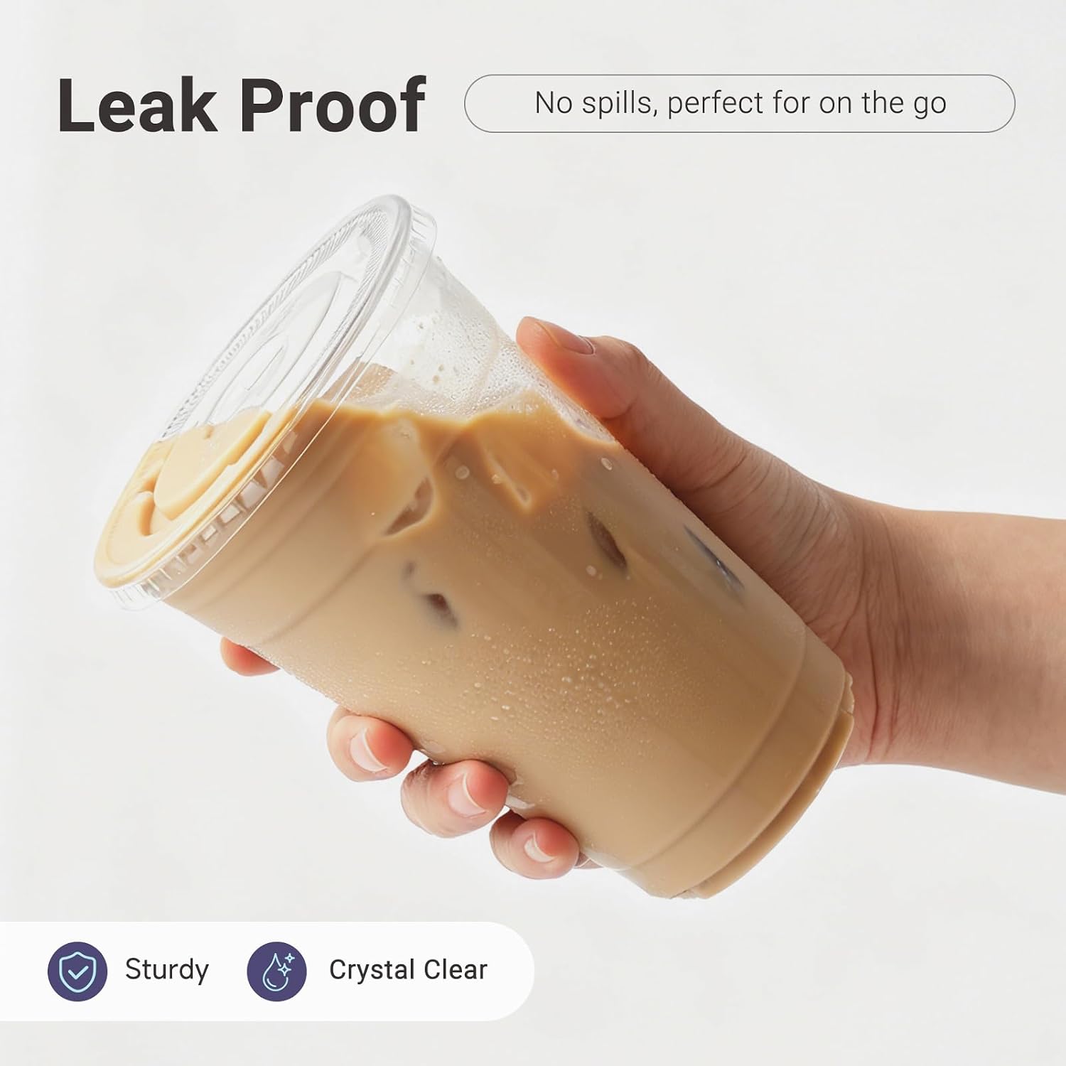 100 Pack 20 oz Clear Plastic Cups with Lids and Straws image 3