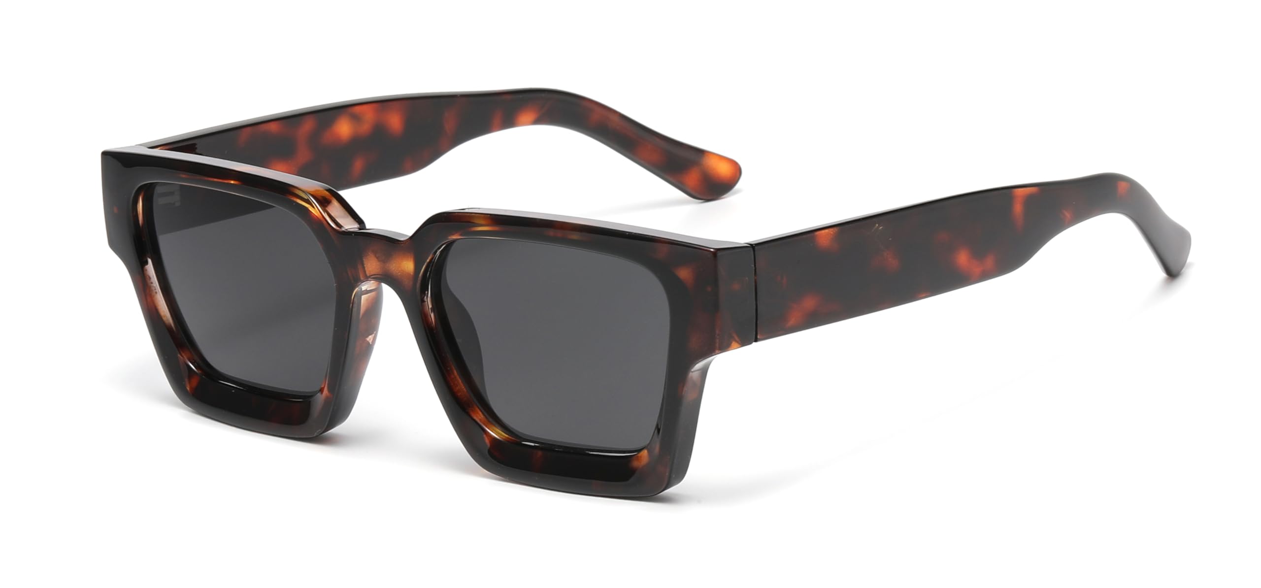 JCTAIFOO Retro Quadratische Sonnenbrille für Damen Herren Vintage Chunky Oversized Rahmen Brille