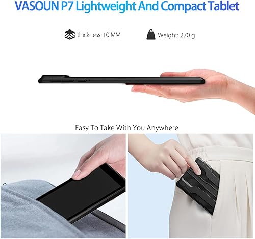 Miniatura 2 de VASOUN Tablet Android 14 de 7 pulgadas, 8 GB de RAM 64 GB ROM, Octa-Core 2.0 GHz, pantalla táctil IPS, cámara dual, 5G WiFiBluetooth, tableta para