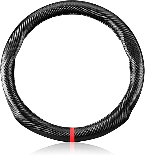 Ergocar Funda de volante de material de fibra de carbono, antideslizante, transpirable, absorbente de sudor, funda deportiva de moda para volante de