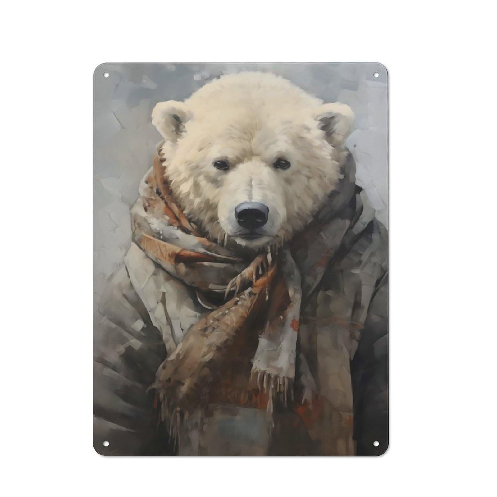 Junmoney Handsome Polar Bear Retro Tin Sign 40X30cm For Garden Room Or Summerhouse, A Housewarming Gift For Garden Room Decor Fans