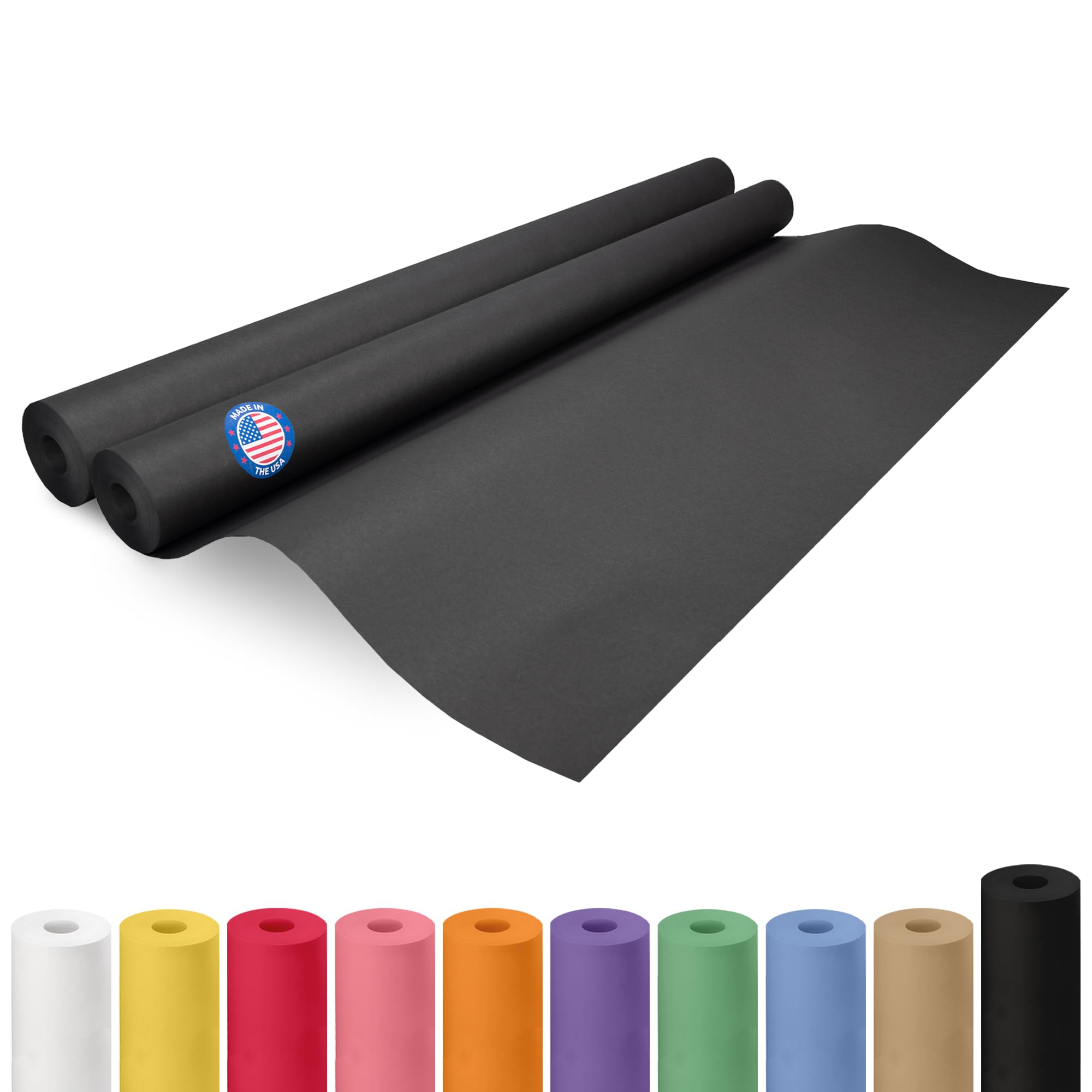 Schwarze Kraftpapierrollen, 91,4 x 5,486,4 cm, 2 Stück – in den USA hergestelltes schwarzes Papier, 22,7 kg Dicke für Verpackung, Versand, Handwerk/Kunst – 100 % recycelbares natürliches
