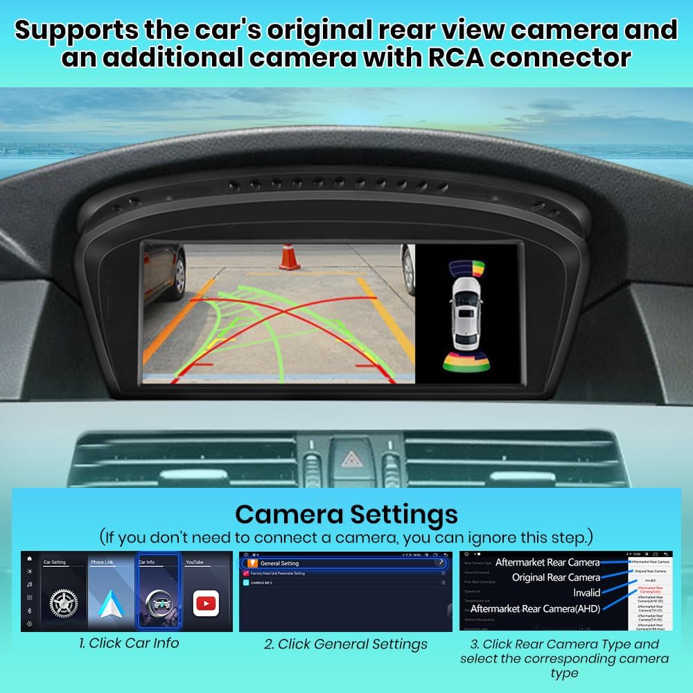 Car Radio for BMW E60 E61 E63 E64 E90 E91 E92 E93 2005-2008 with CCC System, Support Display of Original car System, Carplay, Android Auto, Yoube, WiFi, Bluetooth, Steering Wheel Controls