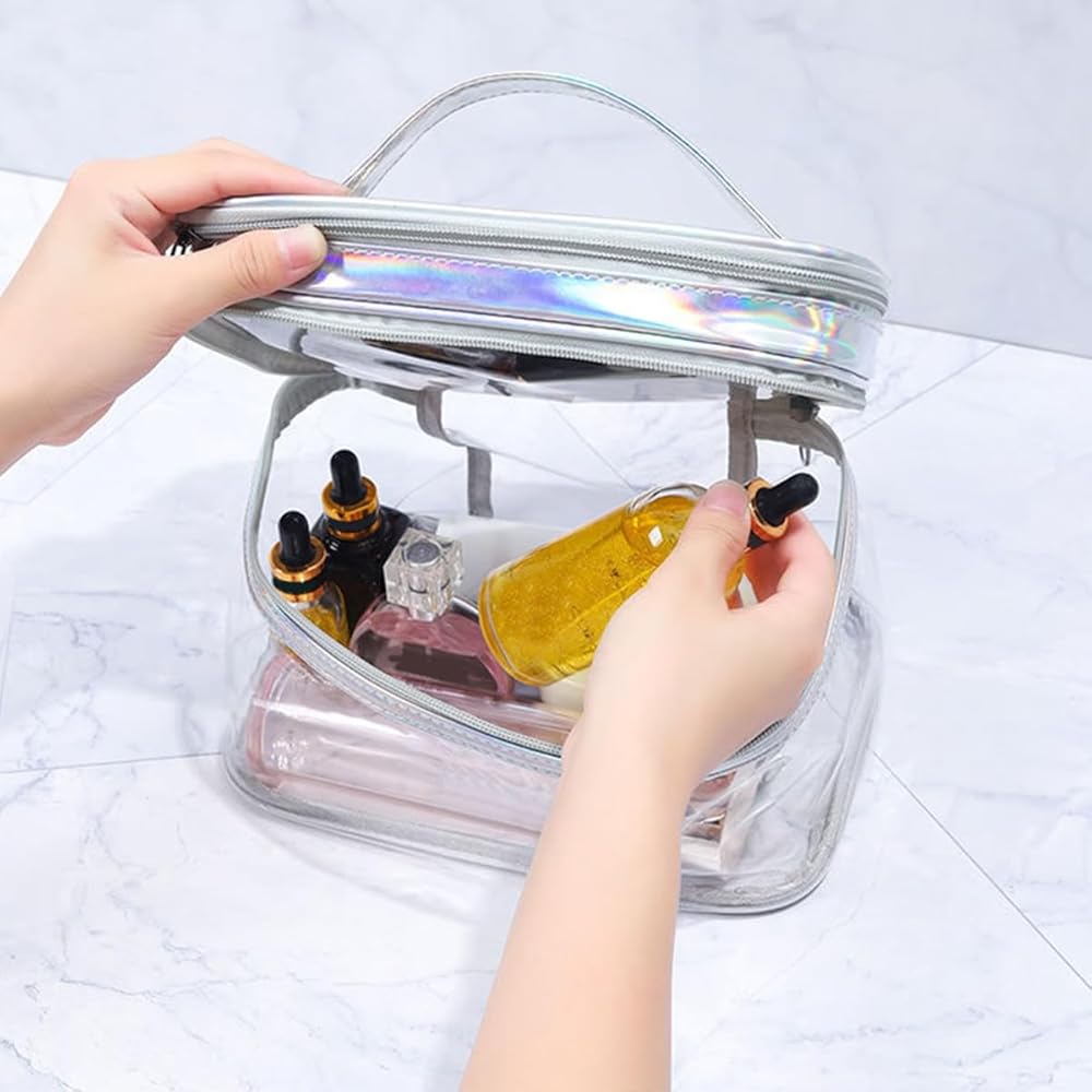 半値以下⭐️化粧ポーチメイクポーチ大容量　透明 コスメポーチクリアポーチ バニティ Amazon.co.jp: メイクポーチ 大容量 化粧ポーチ 二層 15*15*22cm 防水