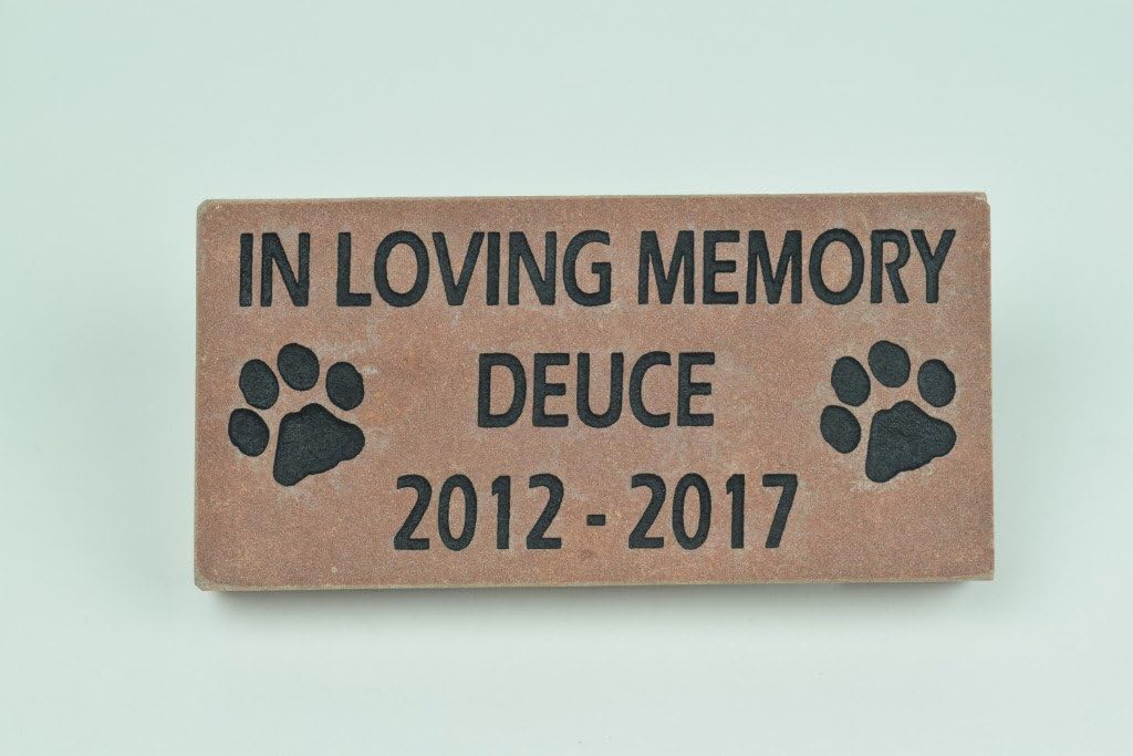 Sandblast Engraved Red Stone Pet Memorial Headstone Grave Marker Dog Cat ilm 4x8