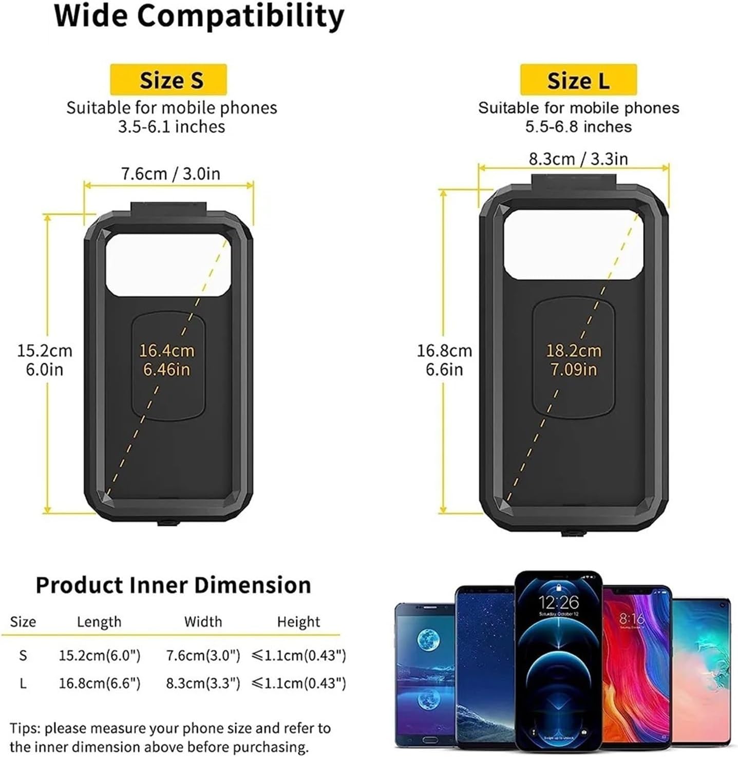 Motorcycle Fork Stem Mount Waterproof Case Mirror Navigation Bicycle Phone Holder Handlebar Bracket Scooter Motorbike Phone Bag(S for Mirror)