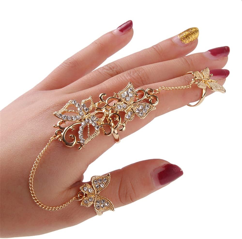 CZ Butterfly Ring Bracelet for Women Dainty Slave Hand Chain Harness Bangle Boho Gypsy Bollywood Wedding Cosplay Retro Party Y2K Jewelry 1 Piece - Image 2