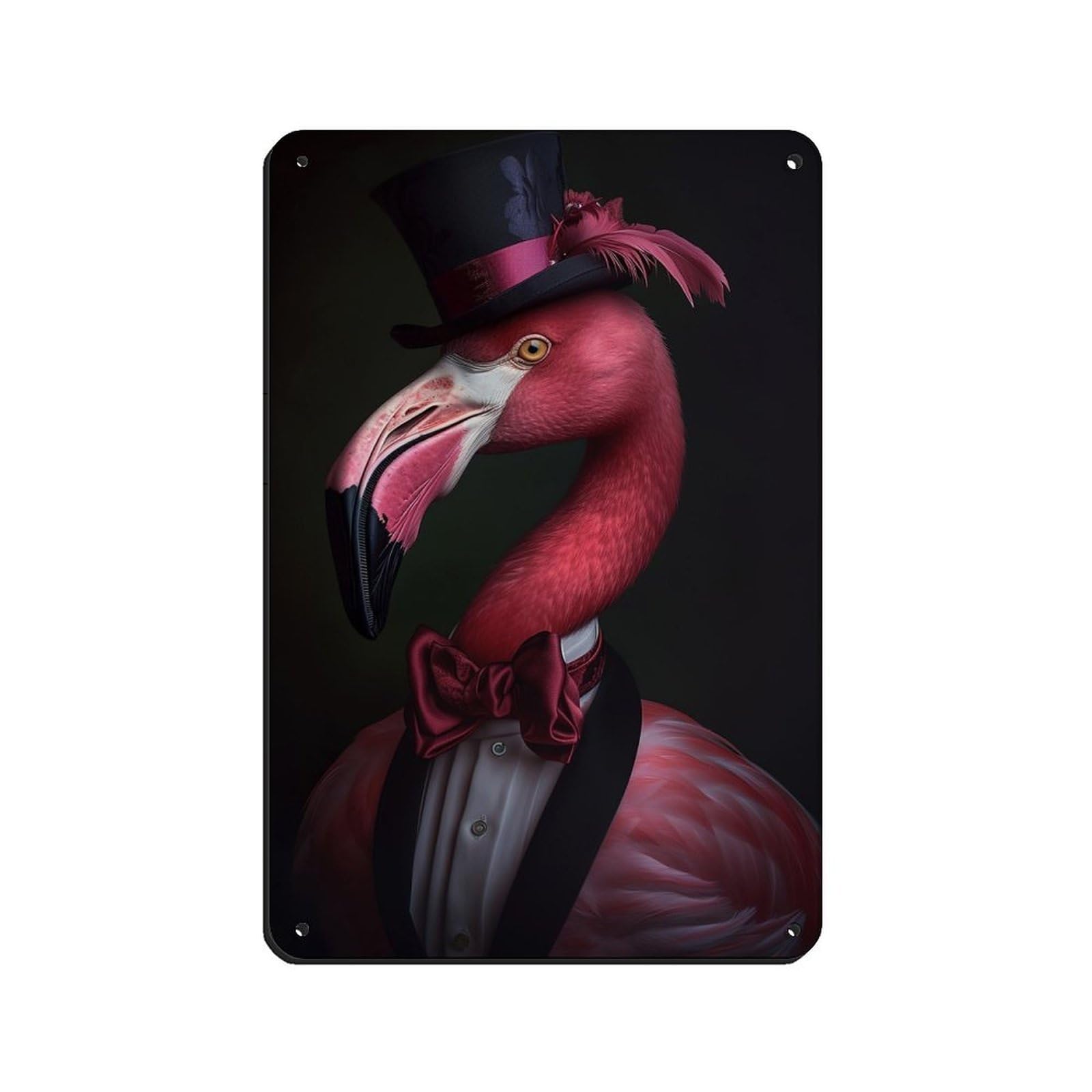 Lxwnze 20L X 30W Cm Vintage Flamingo Gentleman Painting Poster Tin Sign Vintage Metal Pub Club Cafe Bar Home Wall Art Decoration Poster Retro 8X12inch(20X30cm)