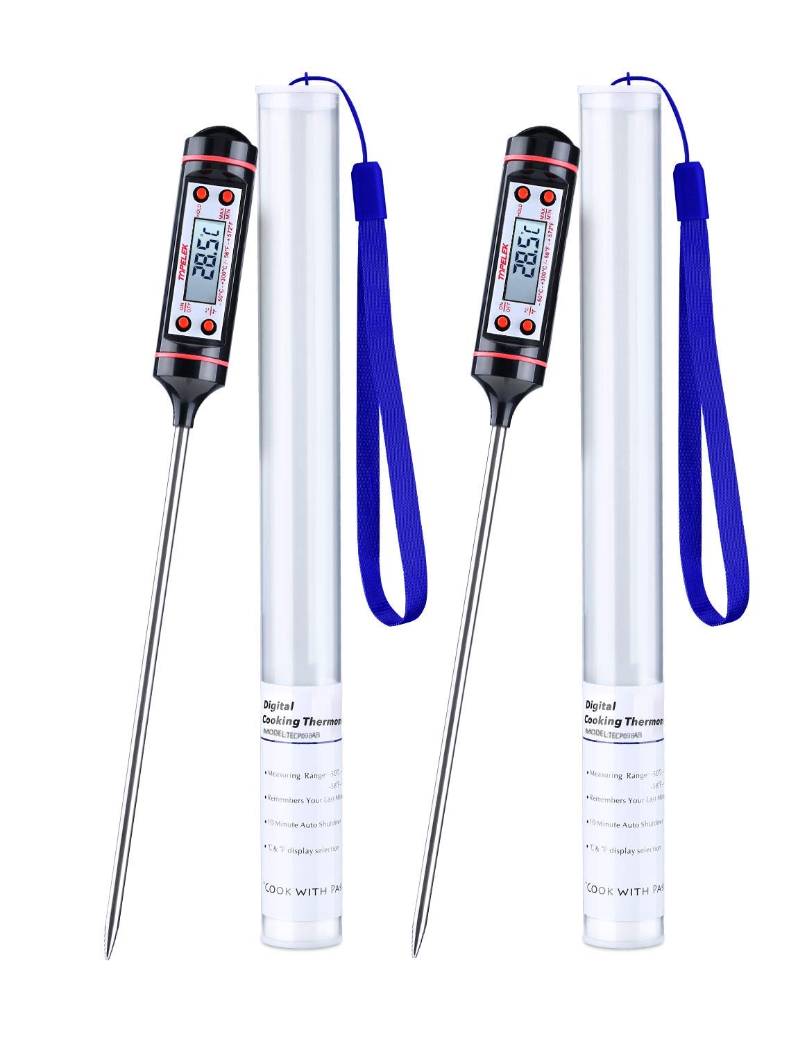 FEDUS Pack of 2 Professional Digital Sensor LCD Cooking Monitoring Stainless Steel Long Probe Electronic Instant Read Temperature Meter Test Pen for Kitchen Food Meat BBQ Coffee Industrial Laboratory (B07WWZZYJ8) Amazon Price History, Amazon Price Tracker