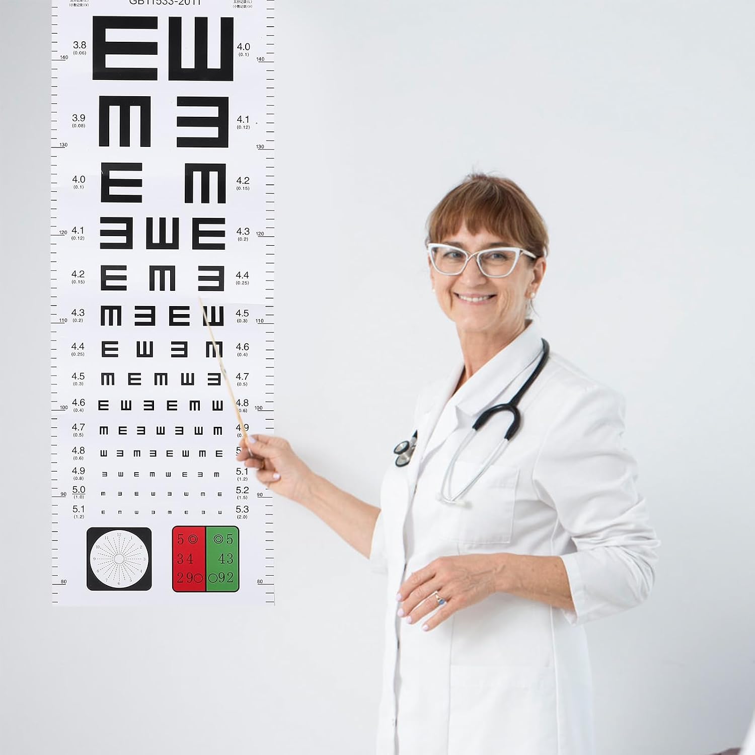 NOLITOY Standard Visual Eye Test Chart for Home and School Use Wall-Mounted Logarithmic Eye Chart with Cartoon Design for Adults