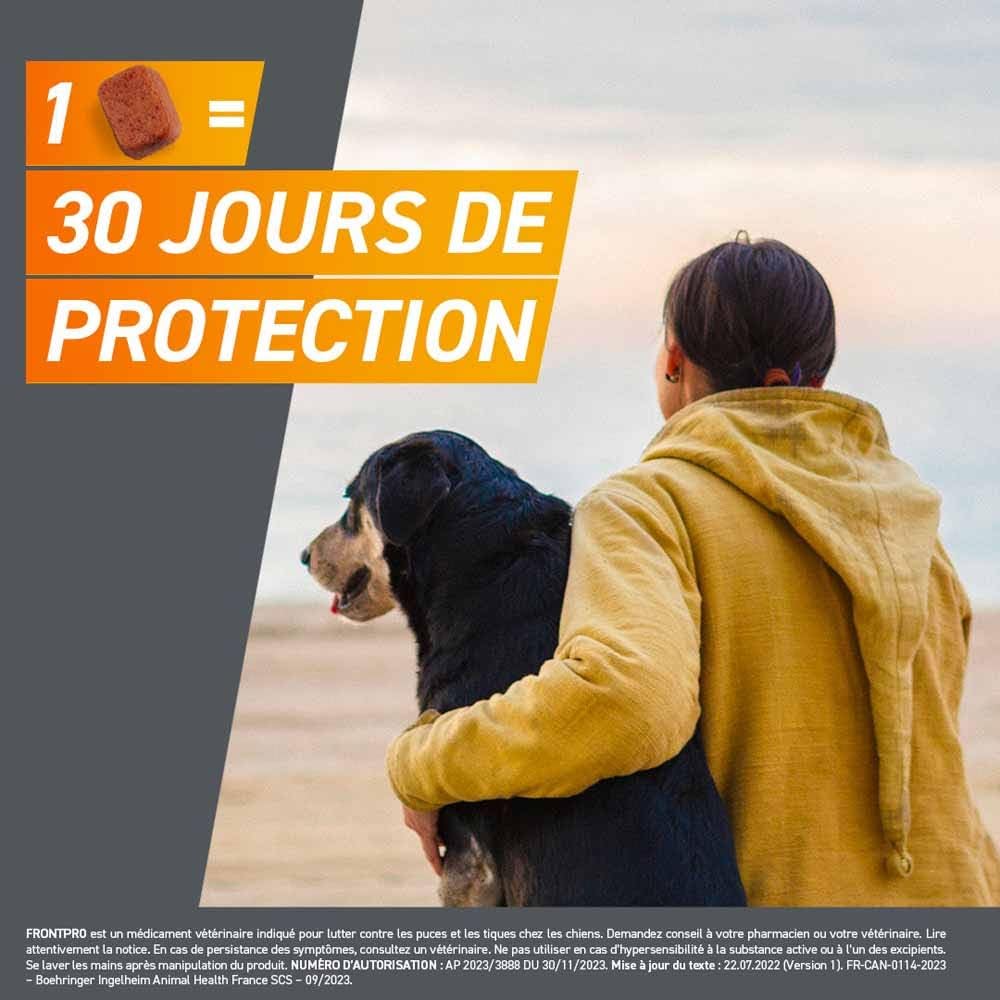 Frontline Frontpro antiparasitaire Grand Chien 10-25kg Puces et Tiques x3 comprimés