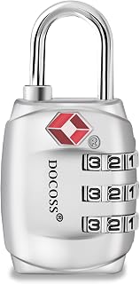 Docoss -Set of 1-331-Metal TSA Locks for Luggage/Number Lock for Bag Luggage TSA Lock Number Password Travel Locks(Silver)... — Travel Locks