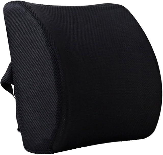 HomDSim Memory Foam Lumbar Cushion Lower Back Support Pillow Posture Correcting Car Seat Home Office Chair (Black)