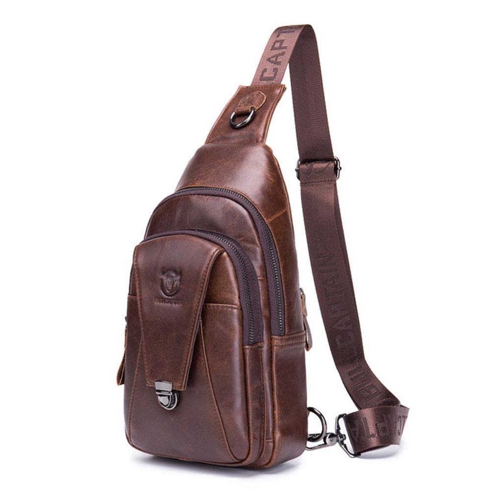 KPYWZER Vintage Leather Sling Bag Backpack for Men Crossbody Shoulder Chest Day Pack Backpacks