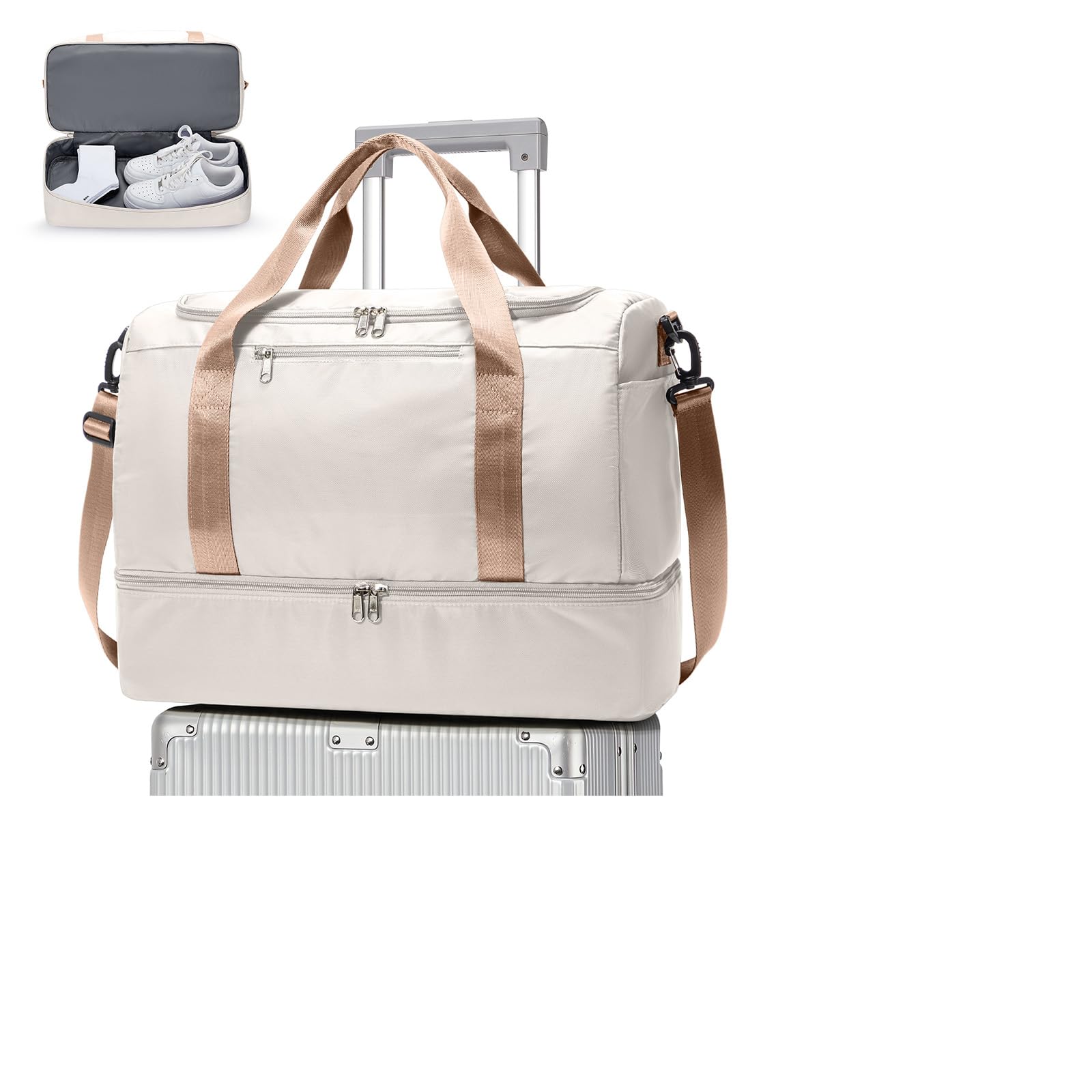 WEPLAN Handgepäck Tasche 45x36x20 Easyjet für Flugzeug Reisetasche Damen Handgepäck Ryanair 40x20x25 Tasche Weekender Bag Travel Bag Sporttasche mit Schuhfach Kliniktasche Schwimmtasche