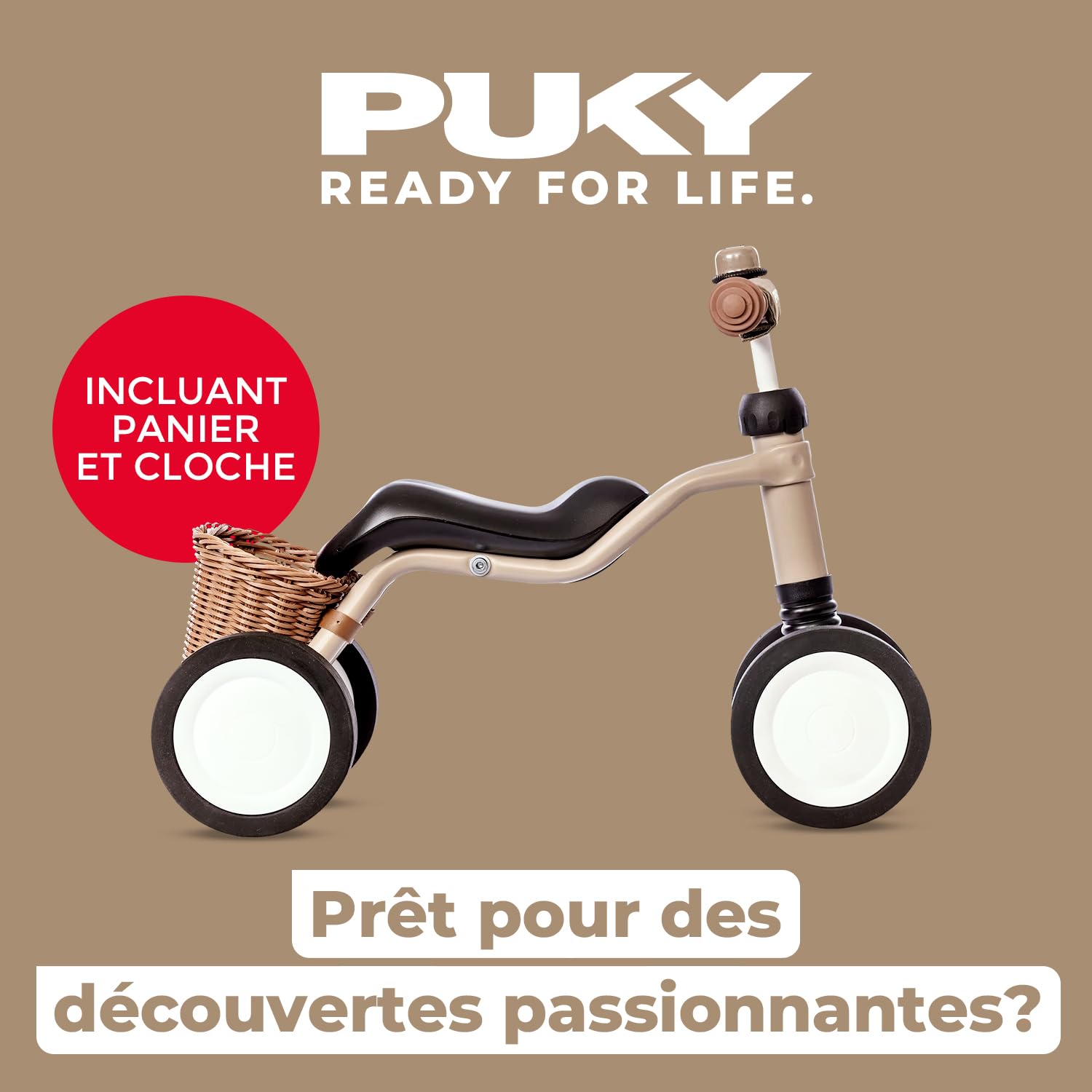PUKY WUTSCH Bundle Sable Poussiéreux | Draisienne Bebe 1 an | Velo Bebe sans pédales | Draisienne evolutive avec poignées sécurité, siège Ergonomique, Roues silencieuses, Cloche & Panier | Jouet bébé