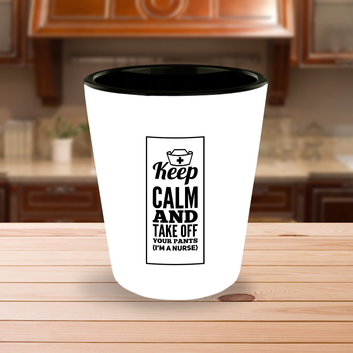 Keep calm and take off your pants I'm a nurse. Shot Glass Gift For Nurse.