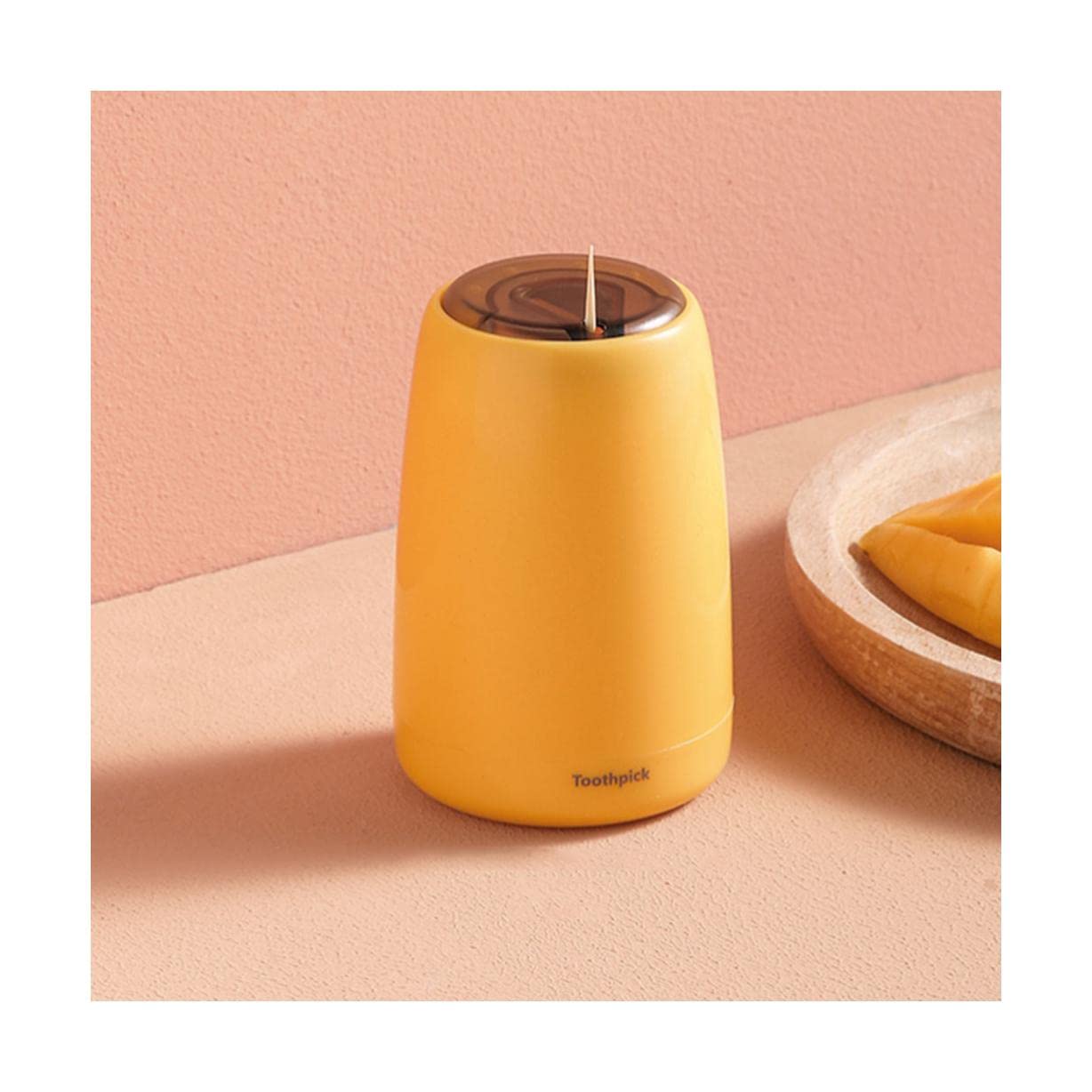 Wdwdw Yellow Toothpicks Dispenser Toothpick Box Fashion Automatic Holder Plastic Desktop Simple Press Pop Up Holder Cafe Hotel