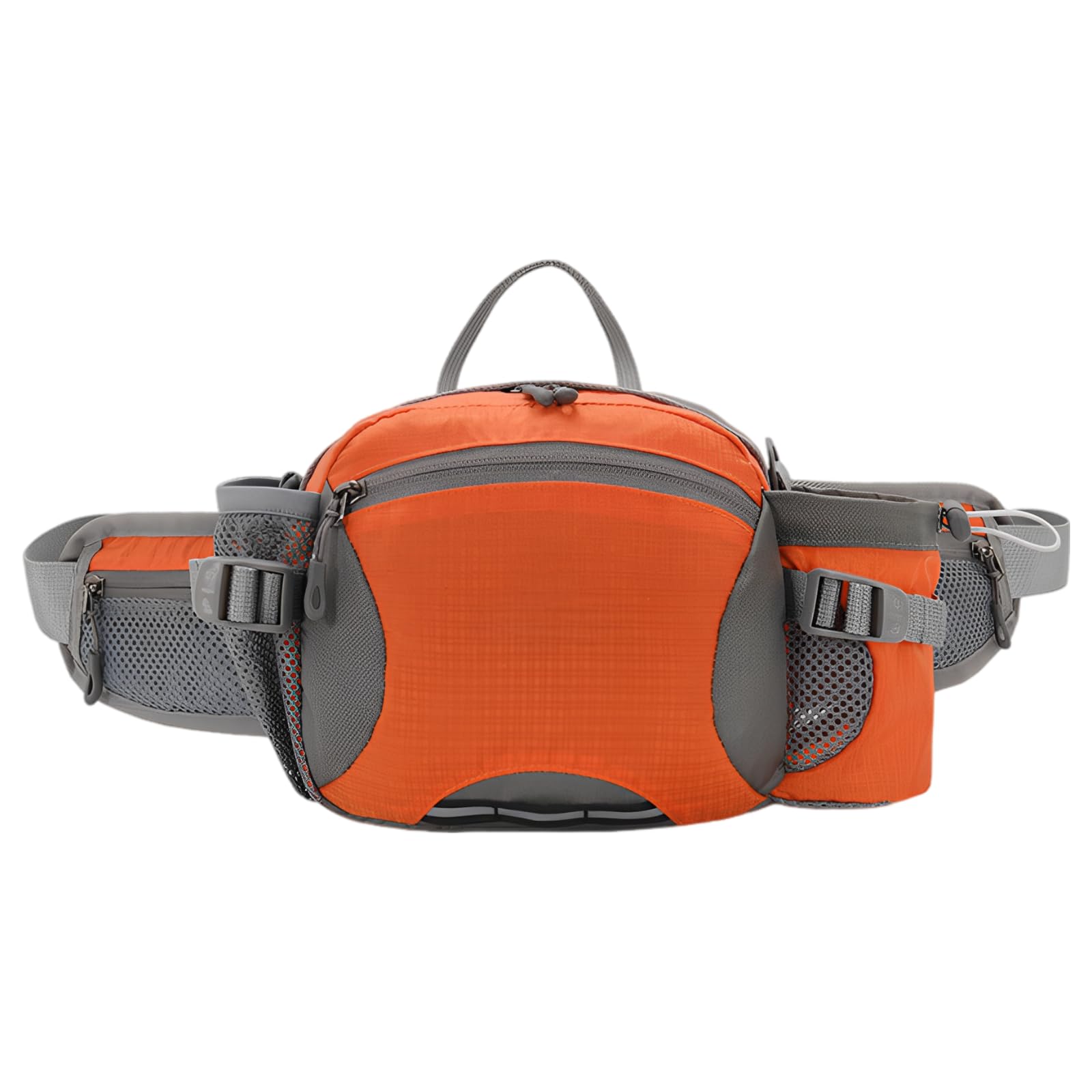 Cangurera naranja multifuncional con soporte para botella de agua, 5 bolsillos, para hombres y mujeres, ligera, cinturón ajustable de 60-130 cm, para correr, viajar, deportes al aire libre