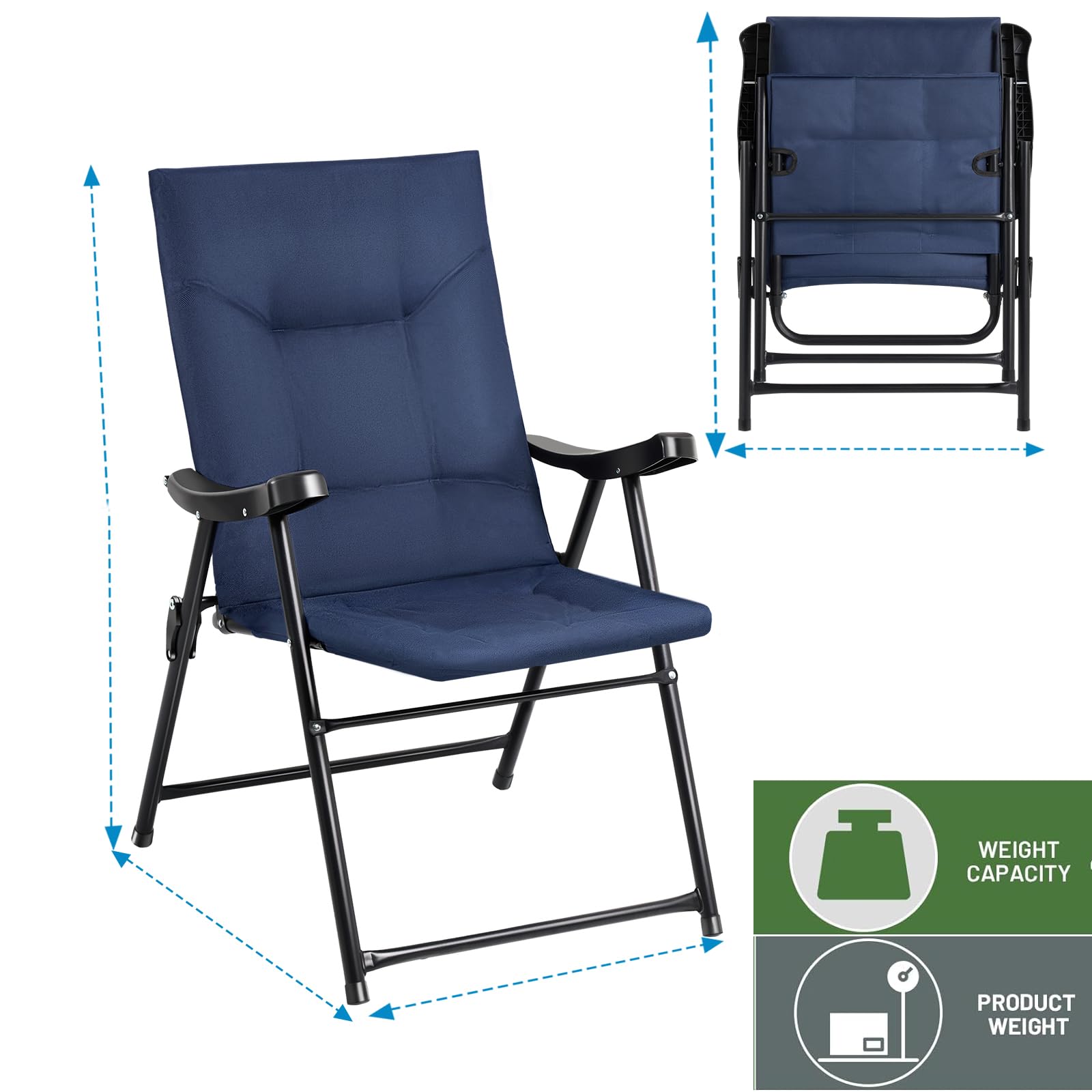 Chaise de Camping de Luxe (Réglable Bleu)