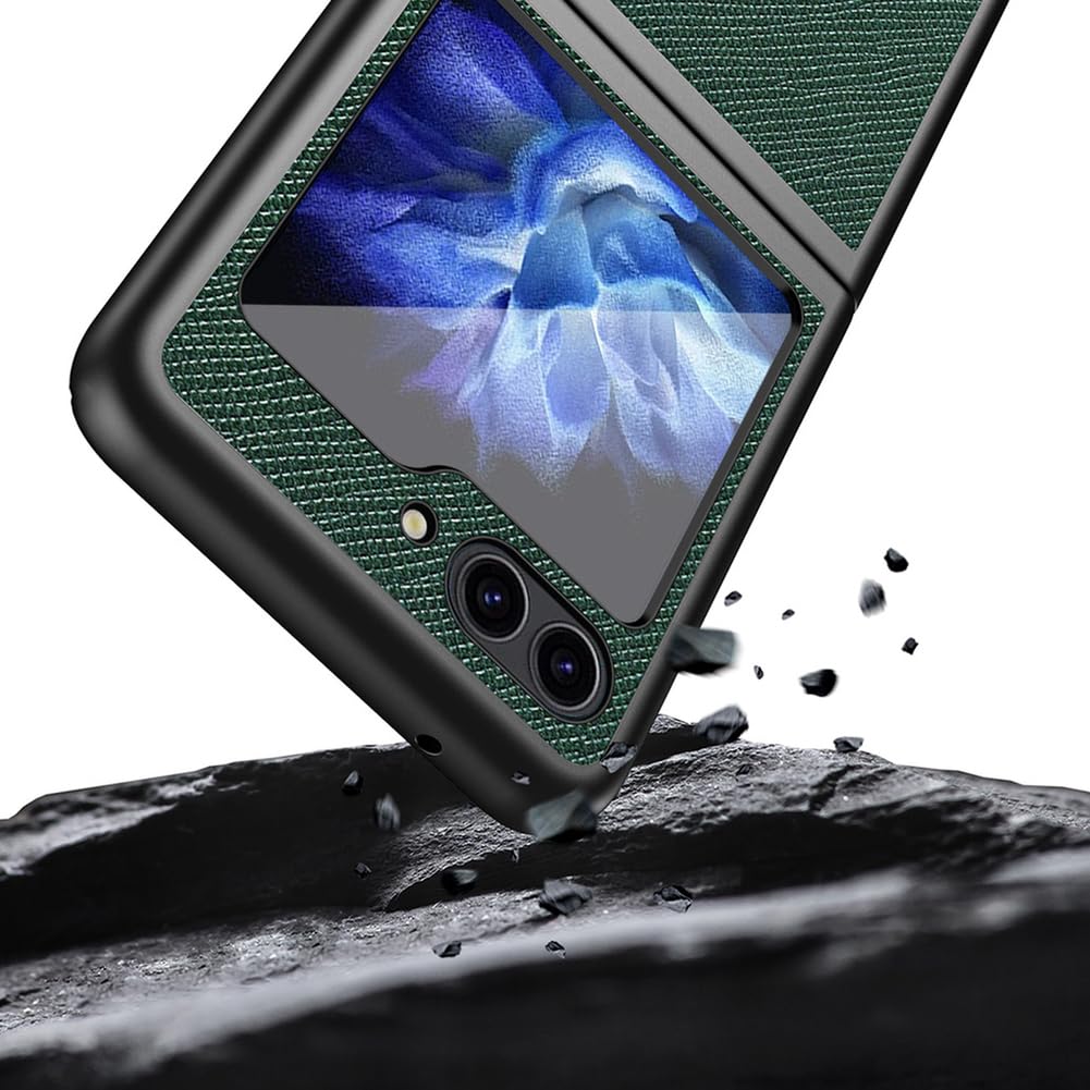 Mince Étui pour Samsung Galaxy Z Flip 7, PU Cuir Housse Protection Antichoc Coque Anti - Empreintes,Bleu,Flip 7