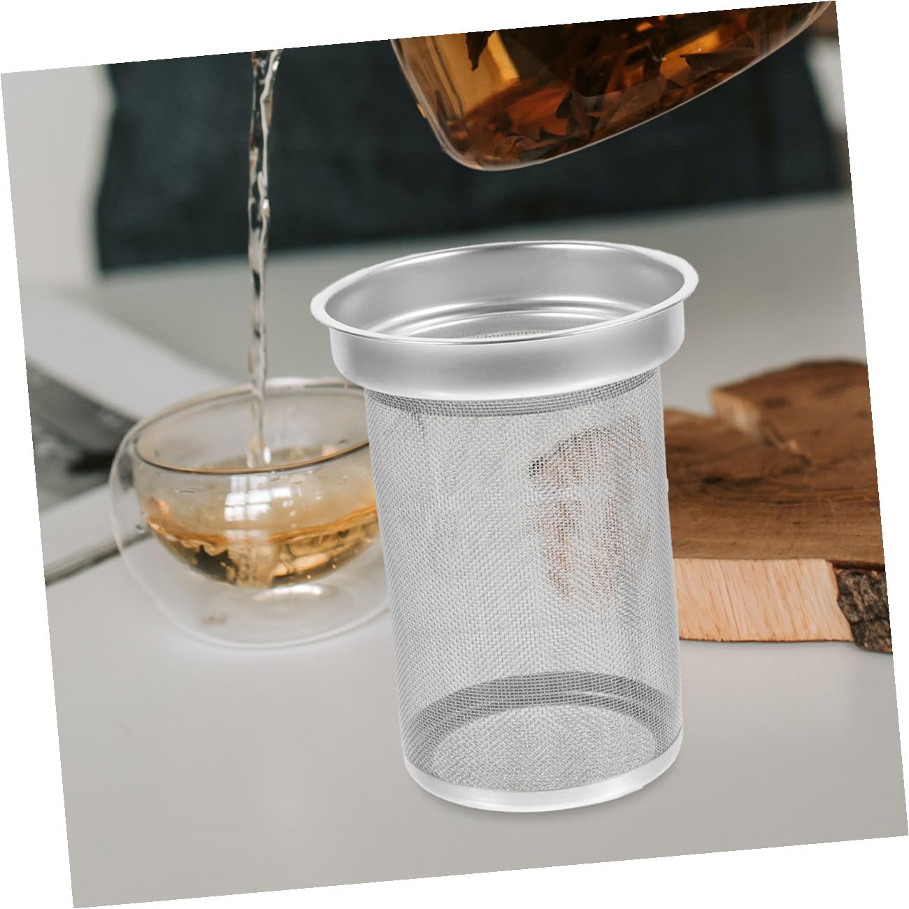Filtre Théière en Acier Inoxydable Argenté, Passoire à Thé Fine Texture, Infuseur de Rechange pour Amateurs de Thé en Vrac
