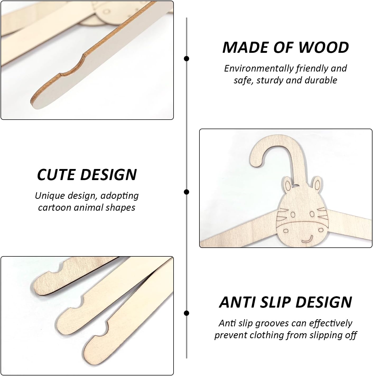 14 Pieces Wooden Children'S Clothes Hanger, Cartoon Animal Clothes Hanger, Non-Slip Clothes Hanger, Clothes Storage Supplies, And Home Accessories.