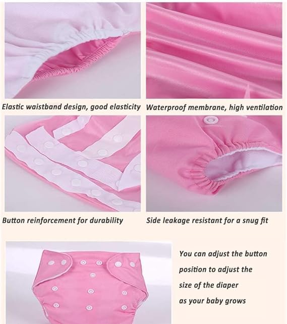 Baby Washable Reusable Cloth Diapers,7pcs