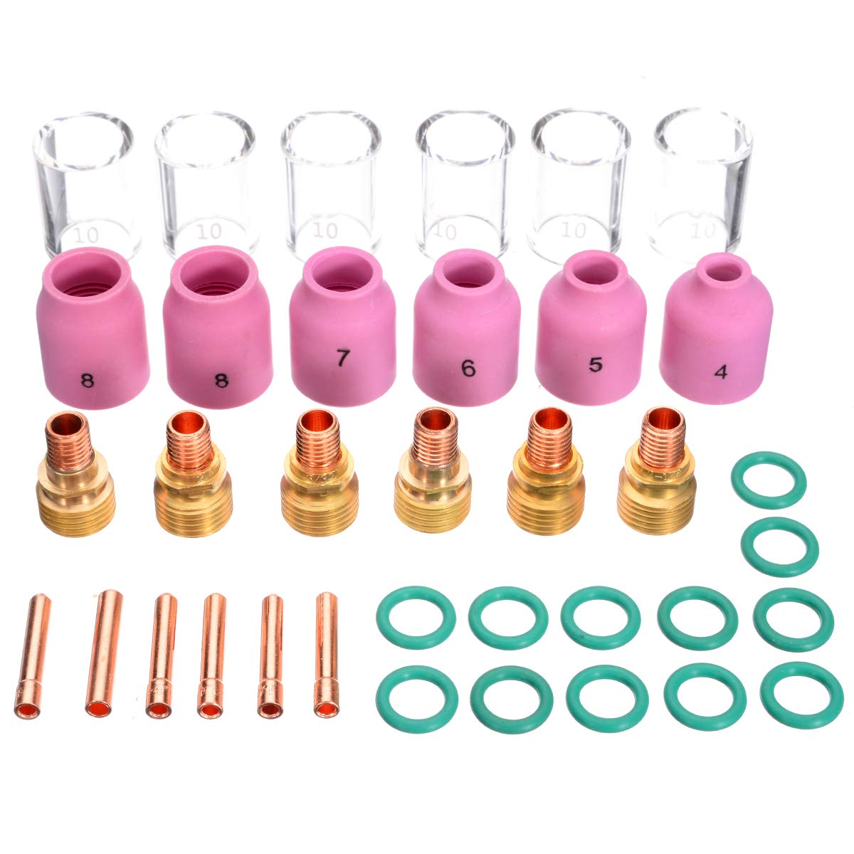 Kit torche de soudure TIG WP-9 WP-20 WP-25 avec buses en verre Pyrex et collets (40 pièces)