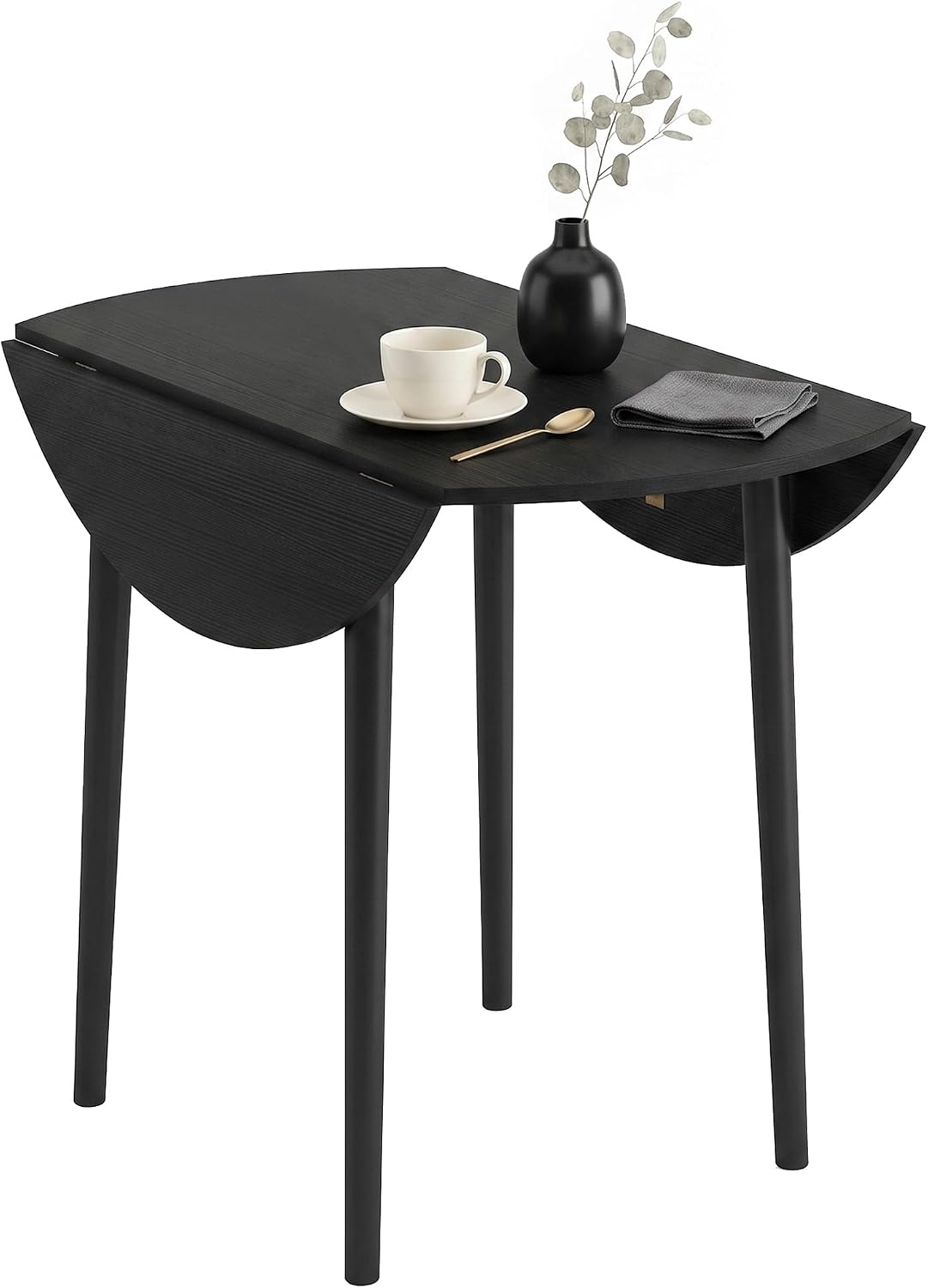 HOMCOM Folding Dining Table Drop Leaf, Small Spaces, Distressed Black